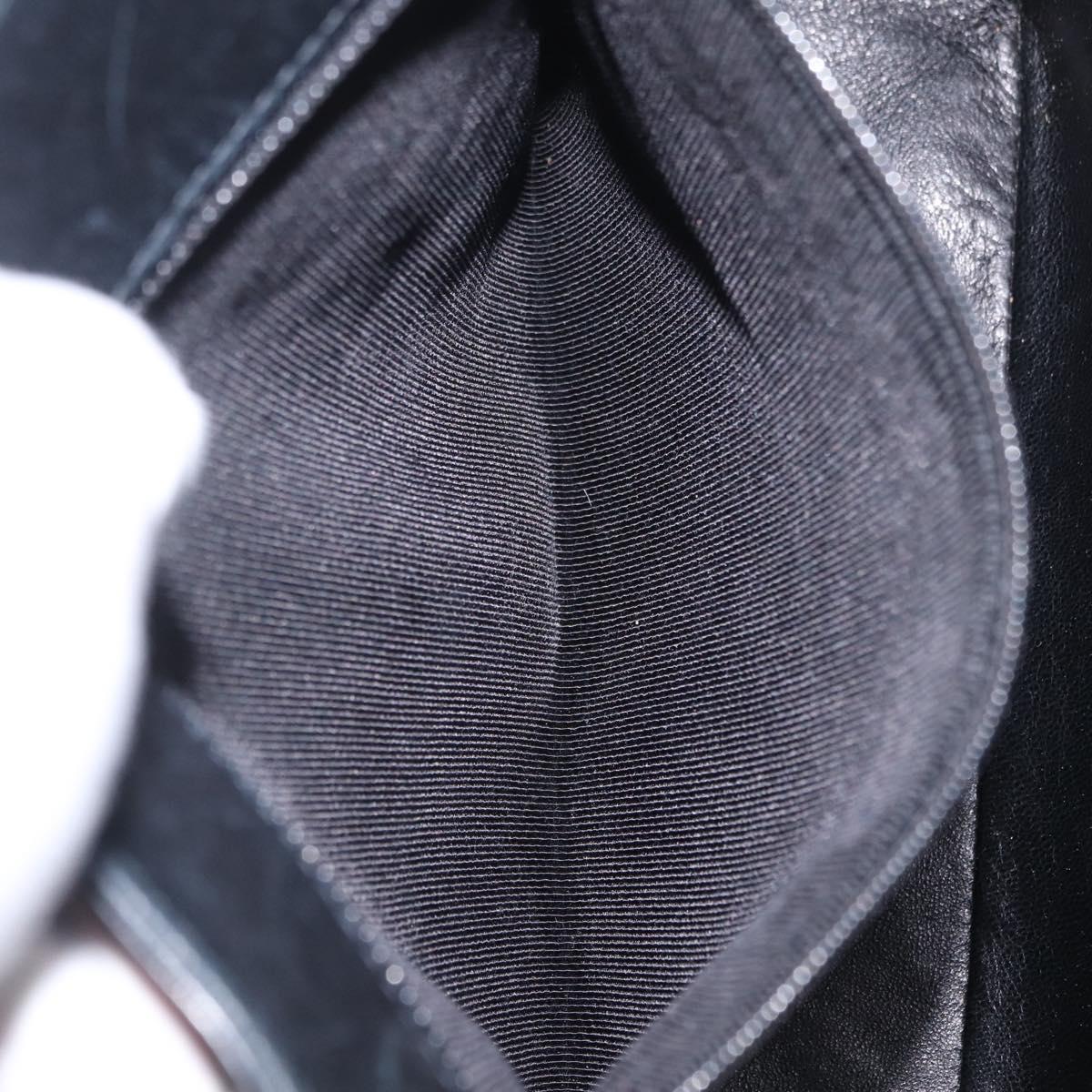 CHANEL Patent leather Hand Bag Leather Black Silver CC Auth mr3124