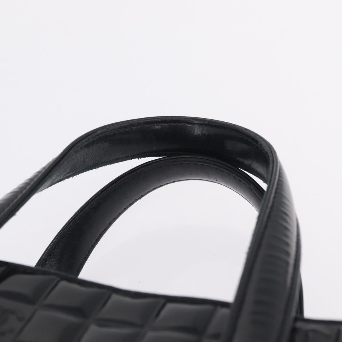 CHANEL Patent leather Hand Bag Leather Black Silver CC Auth mr3124