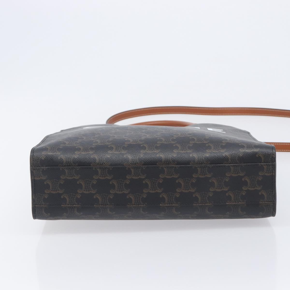 CELINE Triomphe Tote Bag PVC Leather 2way Black Gold Auth mr3126V