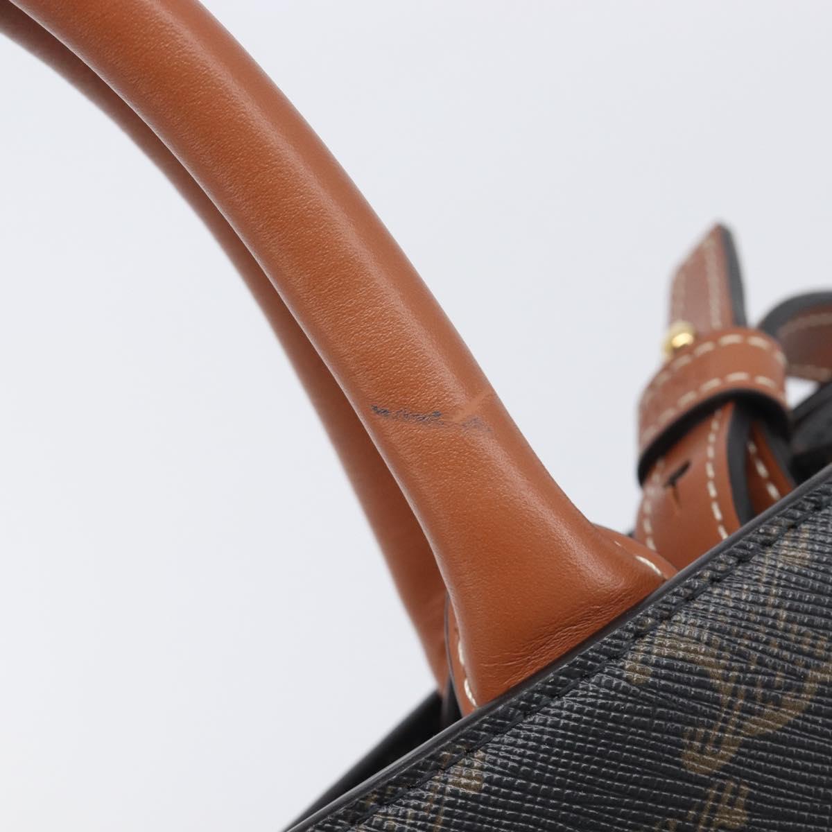 CELINE Triomphe Tote Bag PVC Leather 2way Black Gold Auth mr3126V