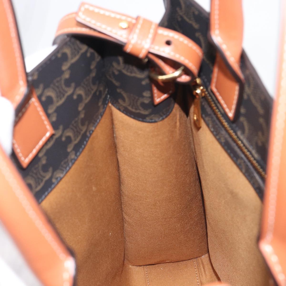 CELINE Triomphe Tote Bag PVC Leather 2way Black Gold Auth mr3126V