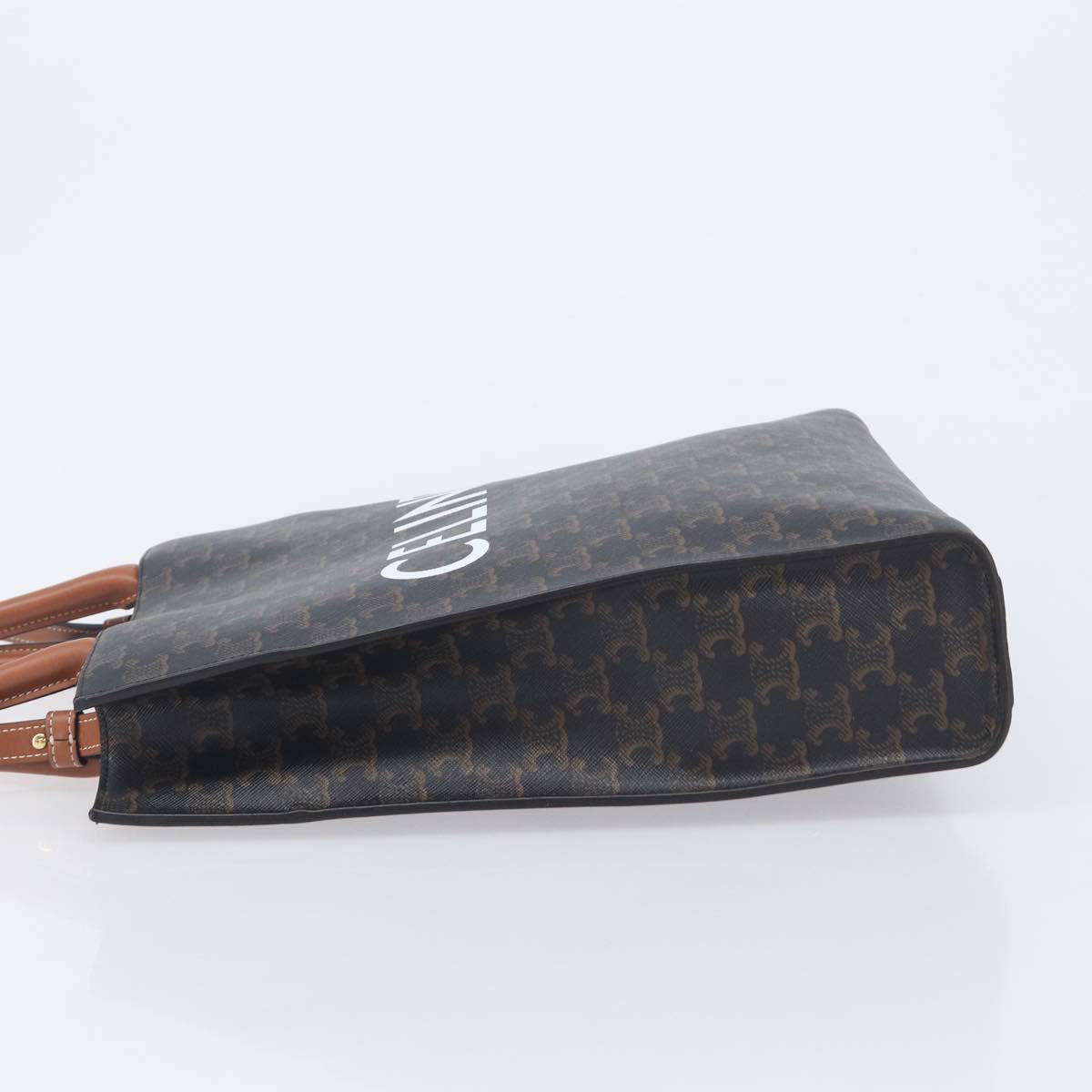 CELINE Triomphe Tote Bag PVC Leather 2way Black Gold Auth mr3126V
