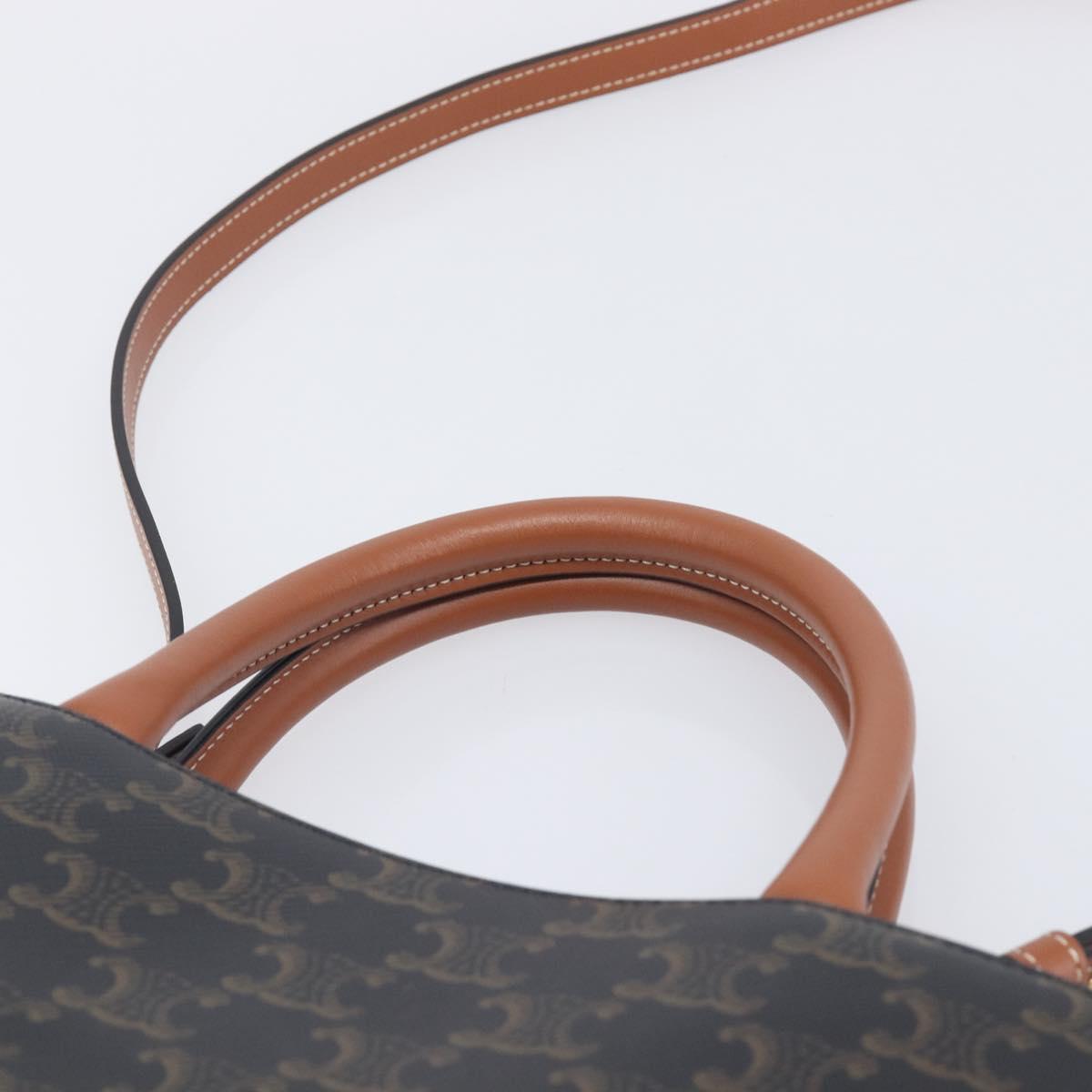 CELINE Triomphe Tote Bag PVC Leather 2way Black Gold Auth mr3126V