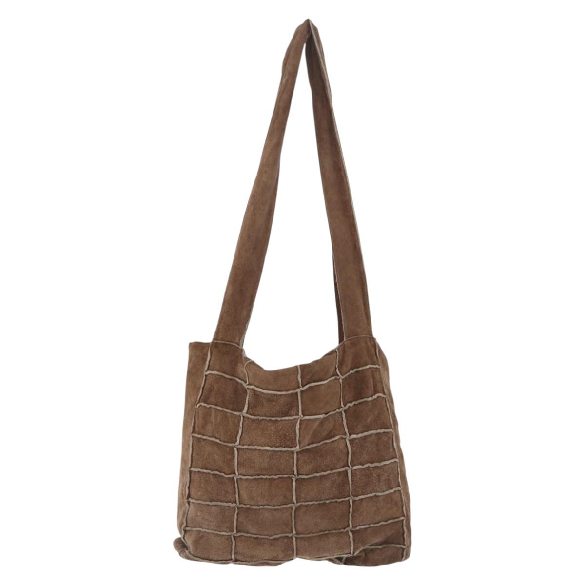 CHANEL Tote Bag Suede Brown CC Auth mr3127A