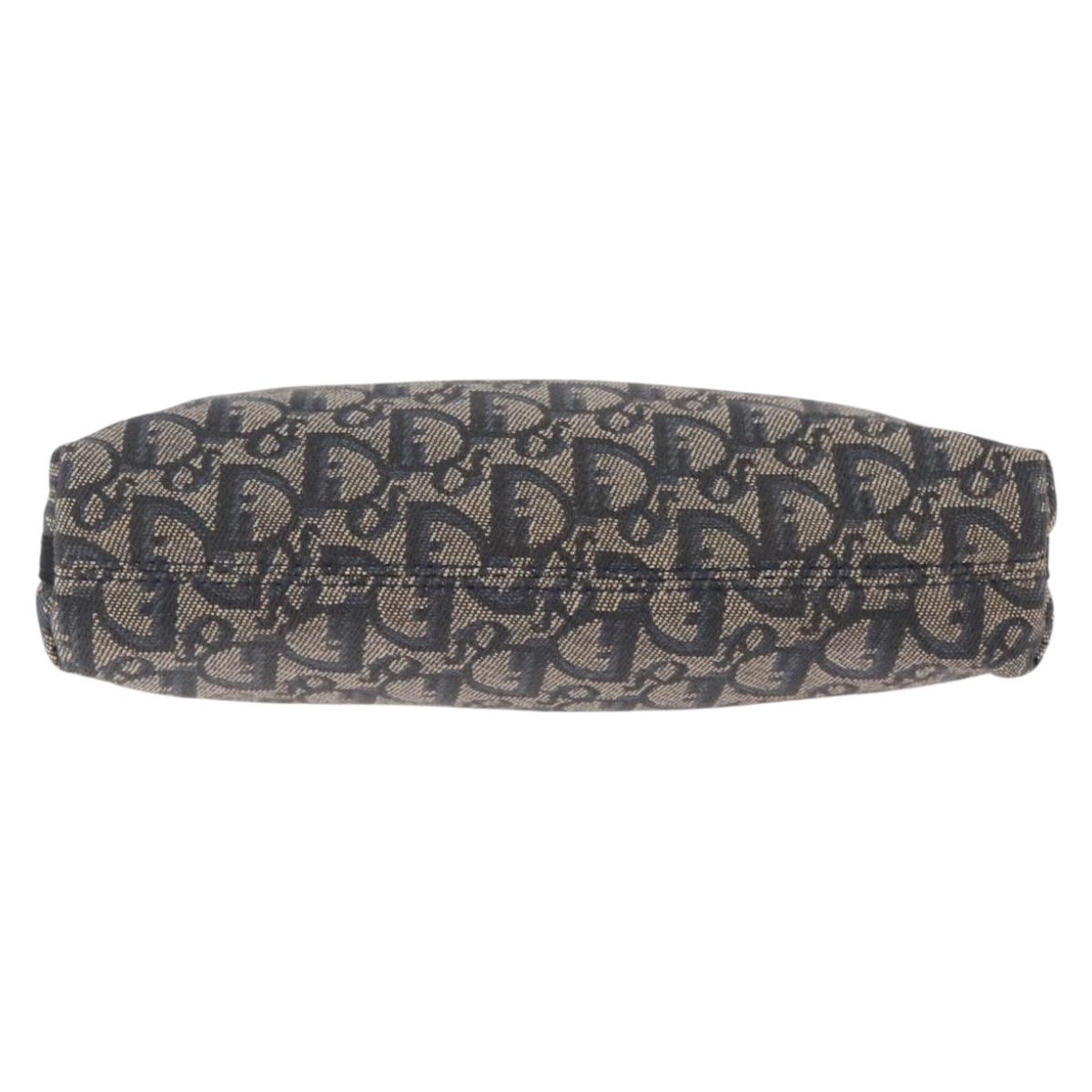 Christian Dior Trotter Canvas Accessory Pouch Navy Silver Auth mr3128A