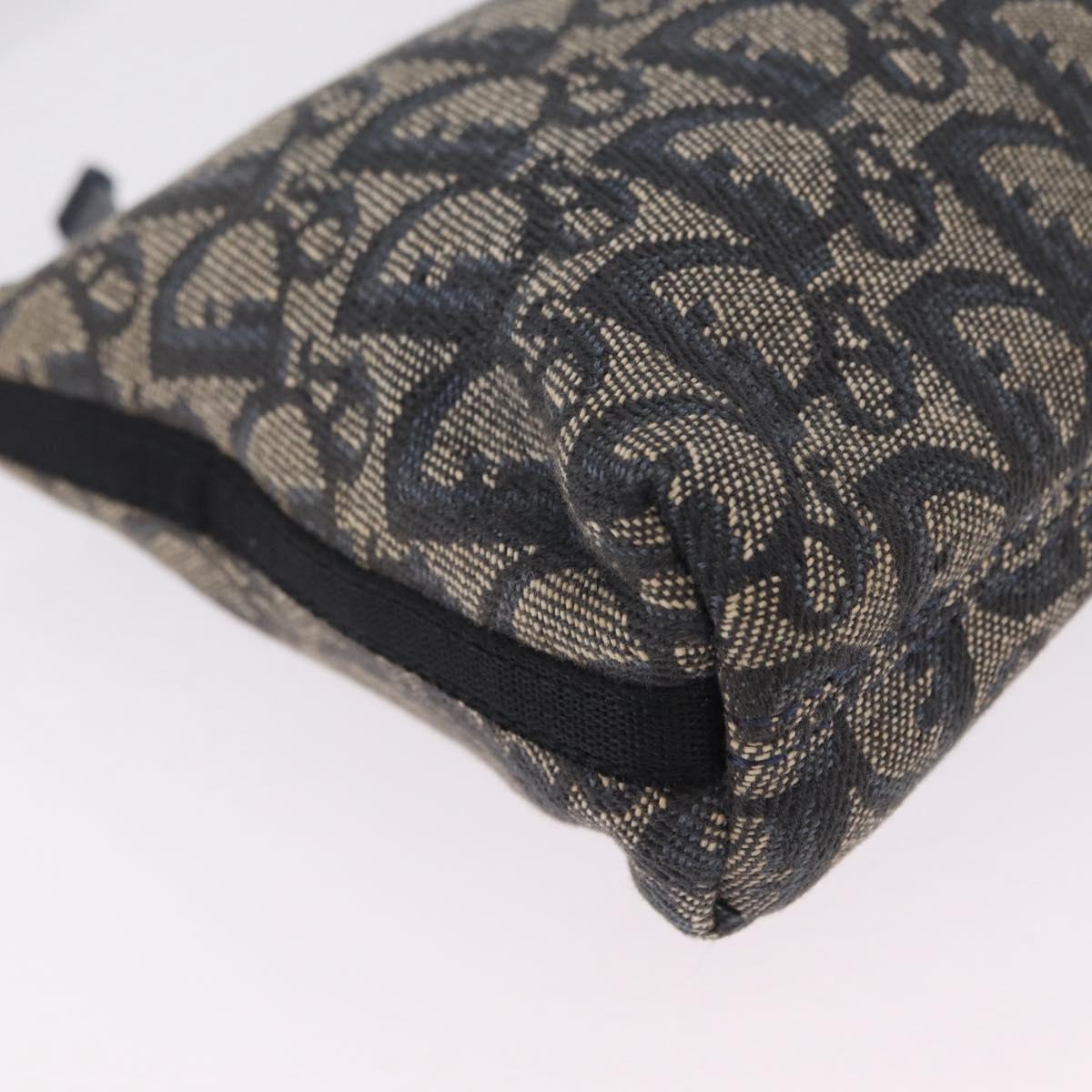 Christian Dior Trotter Canvas Accessory Pouch Navy Silver Auth mr3128A