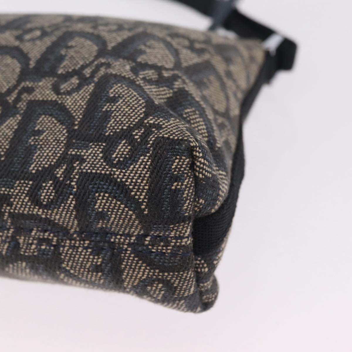 Christian Dior Trotter Canvas Accessory Pouch Navy Silver Auth mr3128A