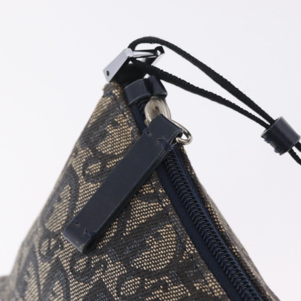 Christian Dior Trotter Canvas Accessory Pouch Navy Silver Auth mr3128A