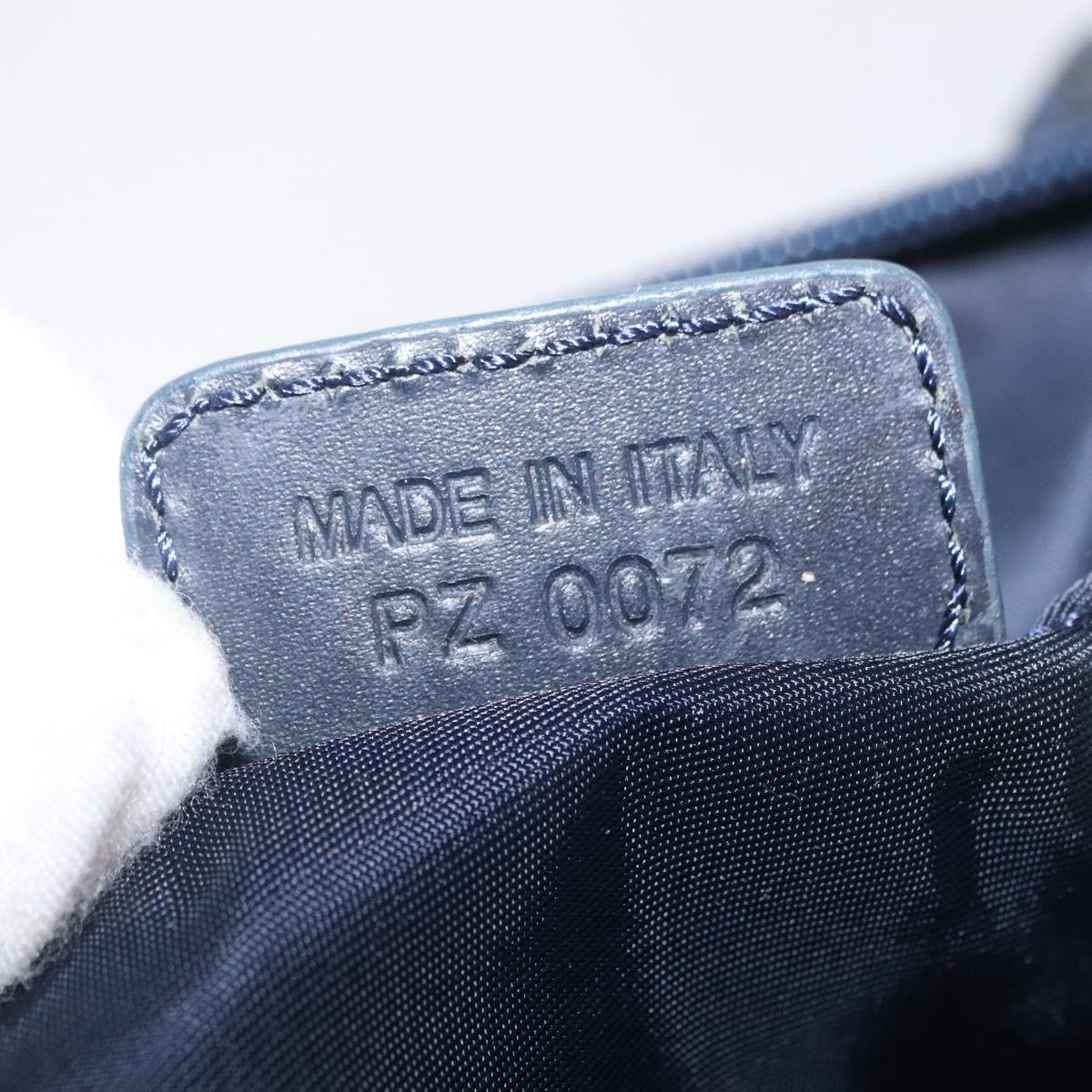 Christian Dior Trotter Canvas Accessory Pouch Navy Silver Auth mr3128A