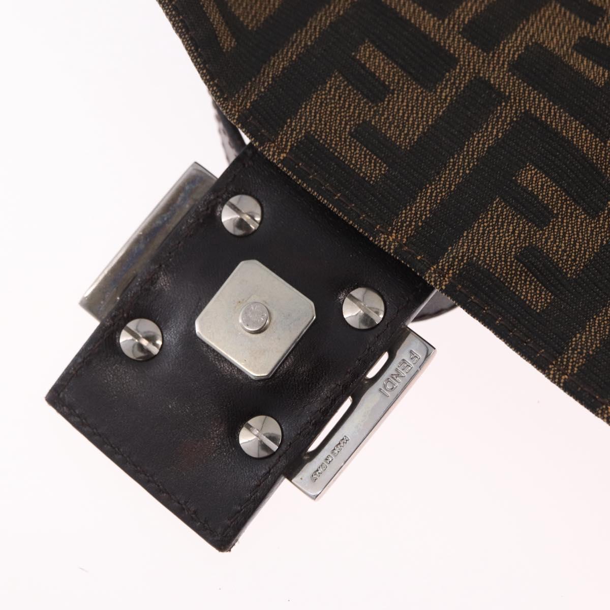 FENDI Zucca Canvas Mamma Baguette Shoulder Bag Brown Black 26424 Auth mr3129V