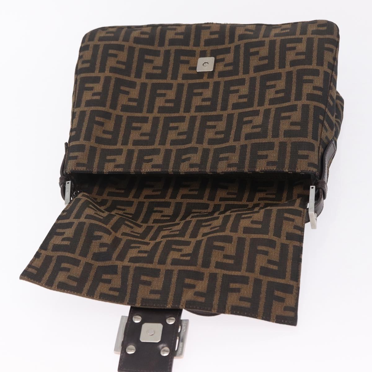 FENDI Zucca Canvas Mamma Baguette Shoulder Bag Brown Black 26424 Auth mr3129V