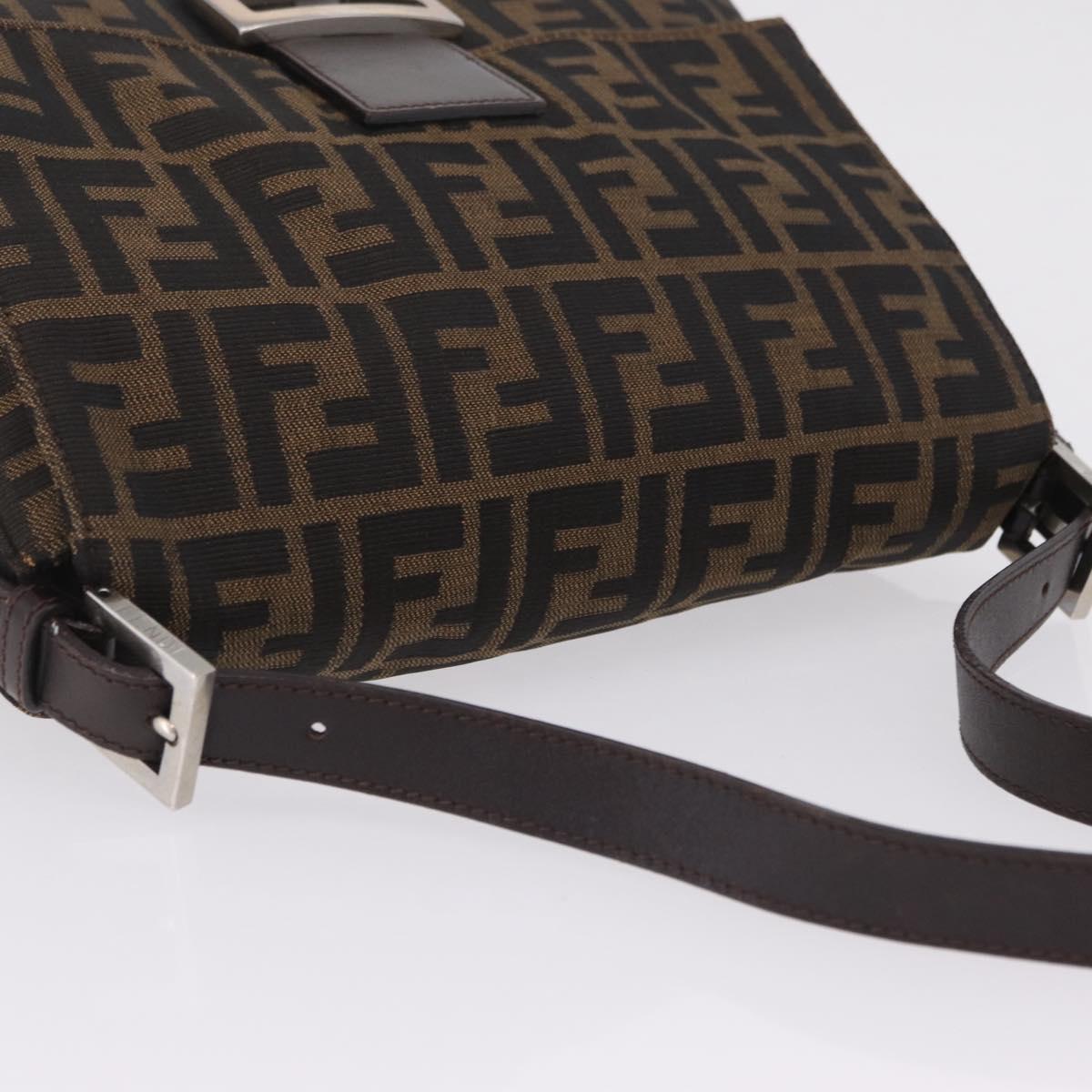 FENDI Zucca Canvas Mamma Baguette Shoulder Bag Brown Black 26424 Auth mr3129V