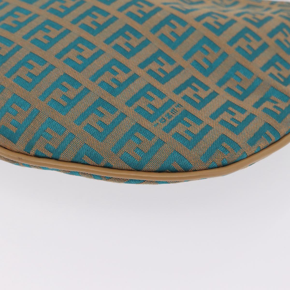 FENDI Zucchino Canvas Shoulder Bag Blue Gold Auth mr3132V