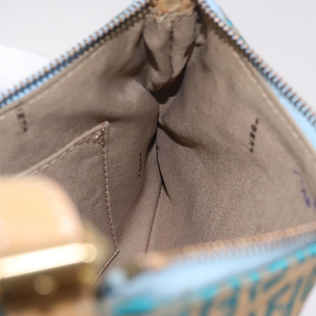FENDI Zucchino Canvas Shoulder Bag Blue Gold Auth mr3132V