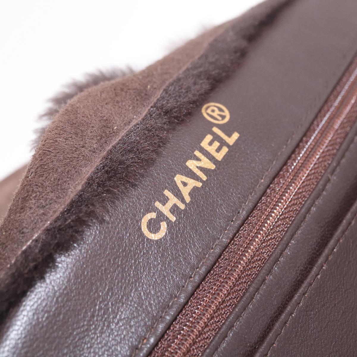 CHANEL Hand Bag Mouton Brown Gold CC Auth mr3133A