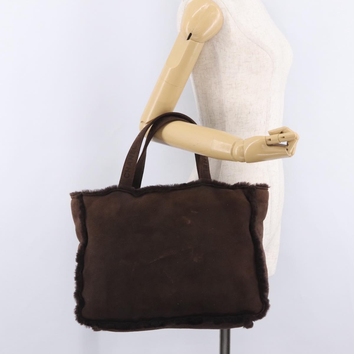 CHANEL Hand Bag Mouton Brown Gold CC Auth mr3133A