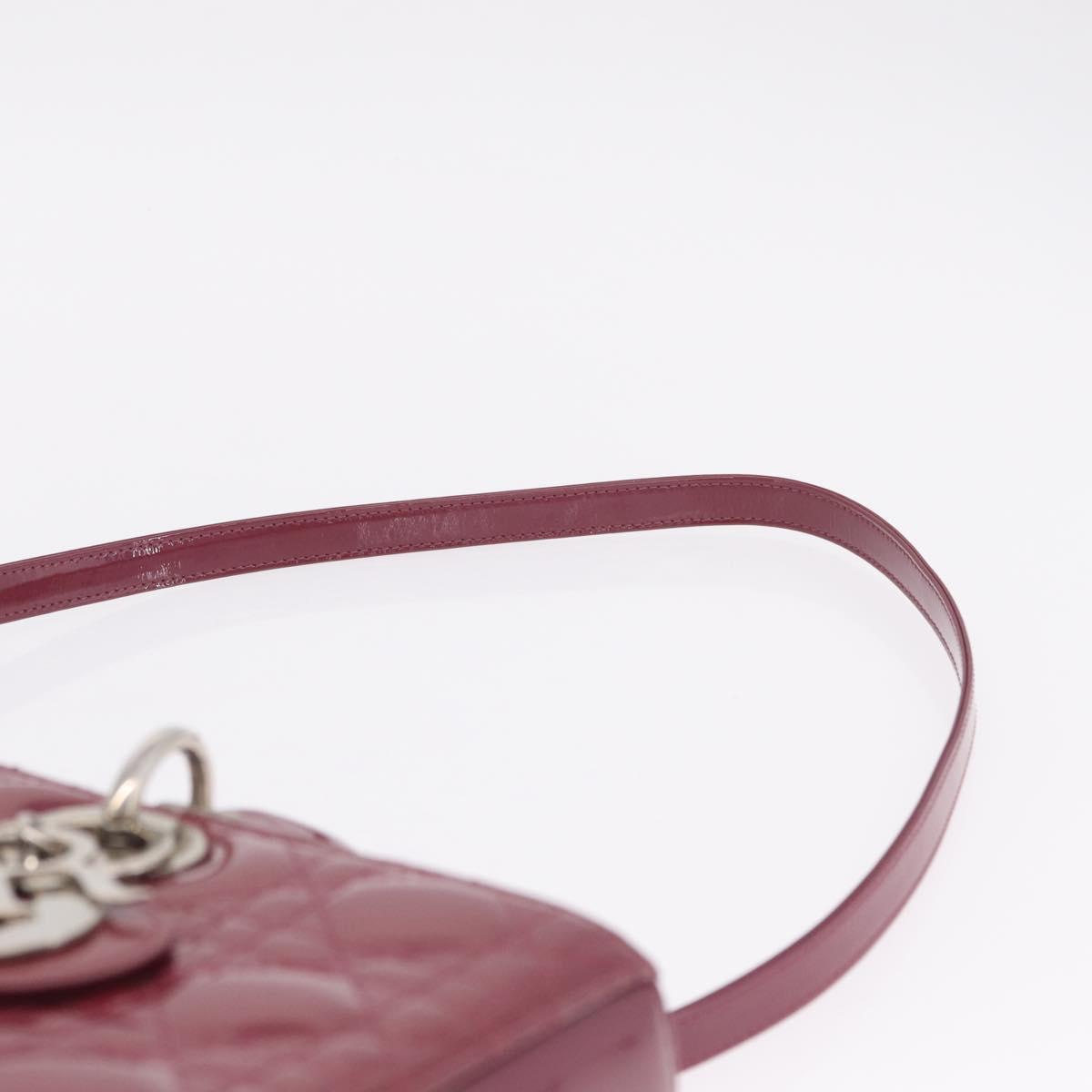 Christian Dior Canage Hand Bag Patent leather 2way Pink Silver Auth mr3134V
