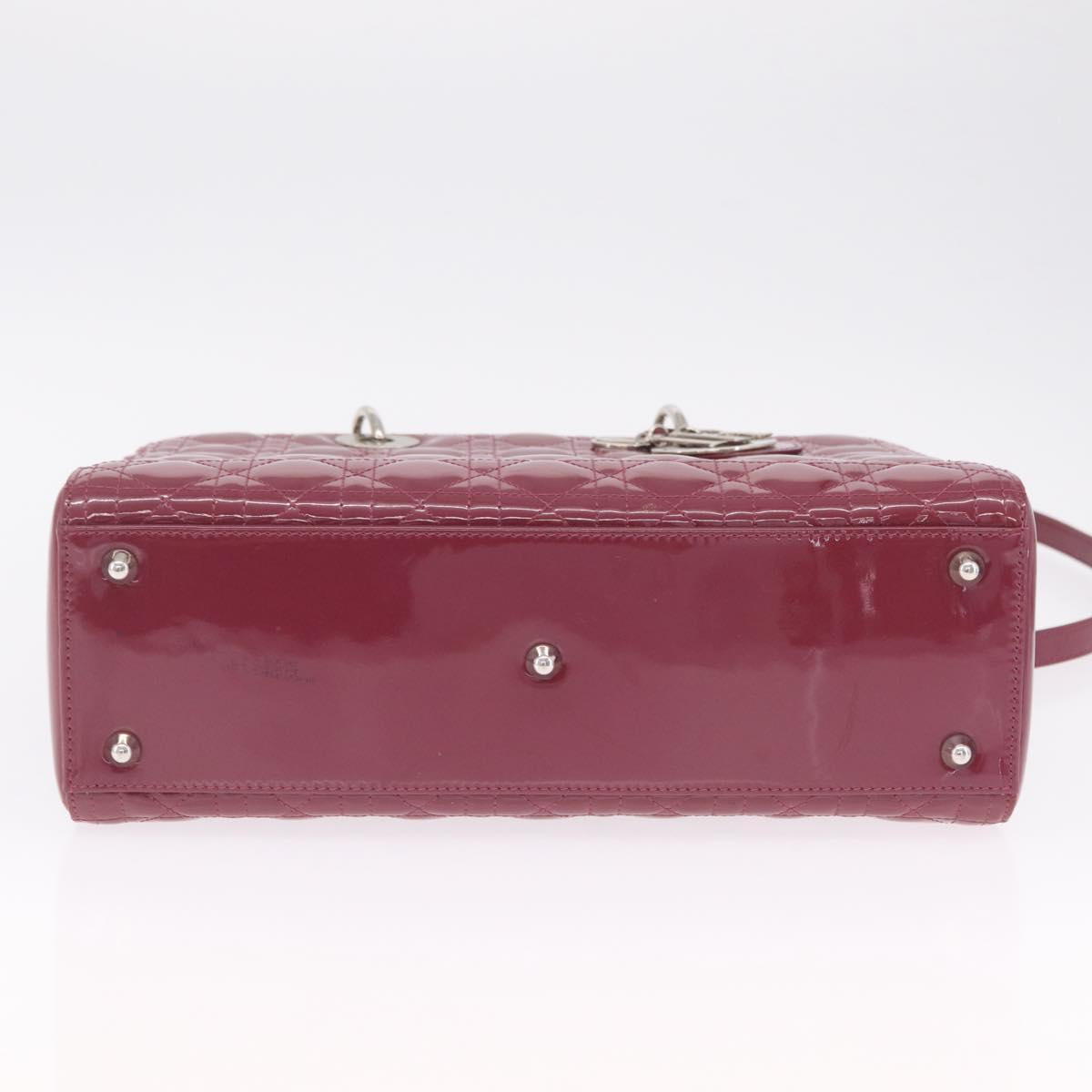 Christian Dior Canage Hand Bag Patent leather 2way Pink Silver Auth mr3134V