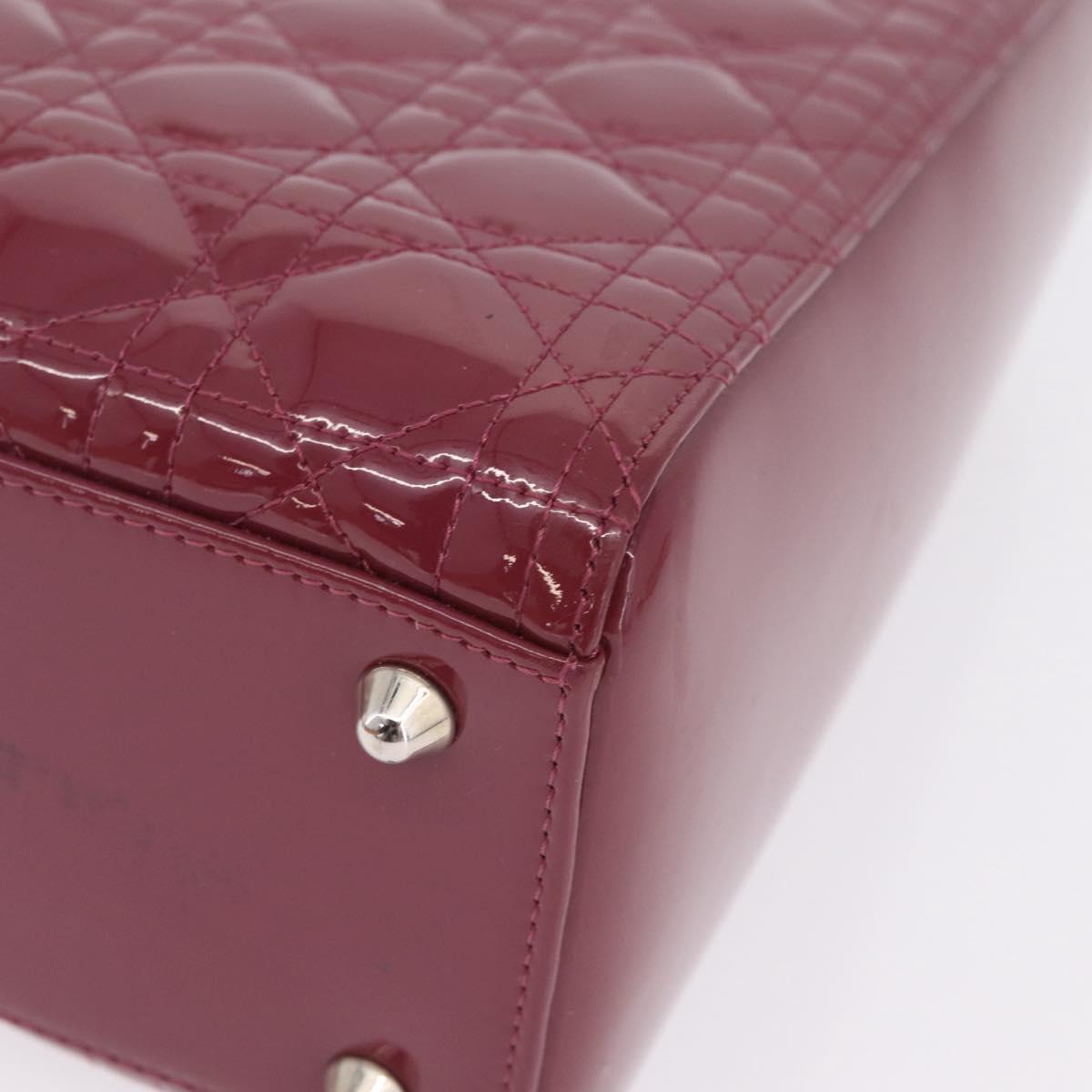 Christian Dior Canage Hand Bag Patent leather 2way Pink Silver Auth mr3134V
