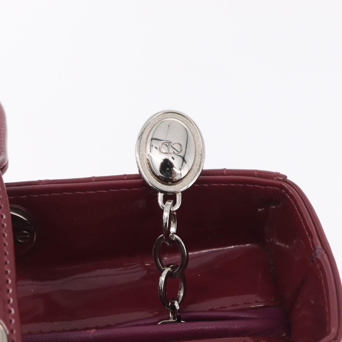 Christian Dior Canage Hand Bag Patent leather 2way Pink Silver Auth mr3134V
