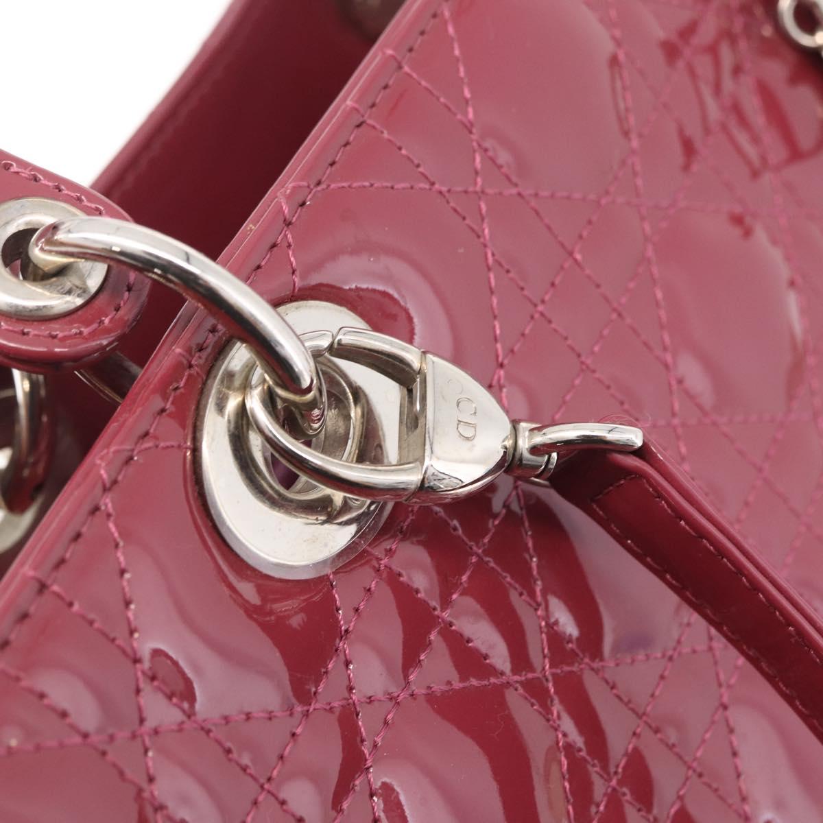 Christian Dior Canage Hand Bag Patent leather 2way Pink Silver Auth mr3134V