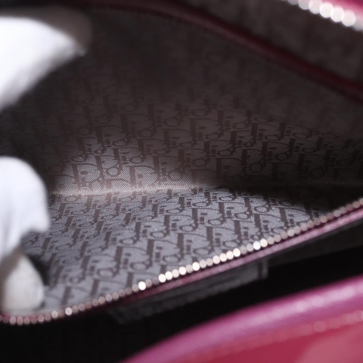 Christian Dior Canage Hand Bag Patent leather 2way Pink Silver Auth mr3134V
