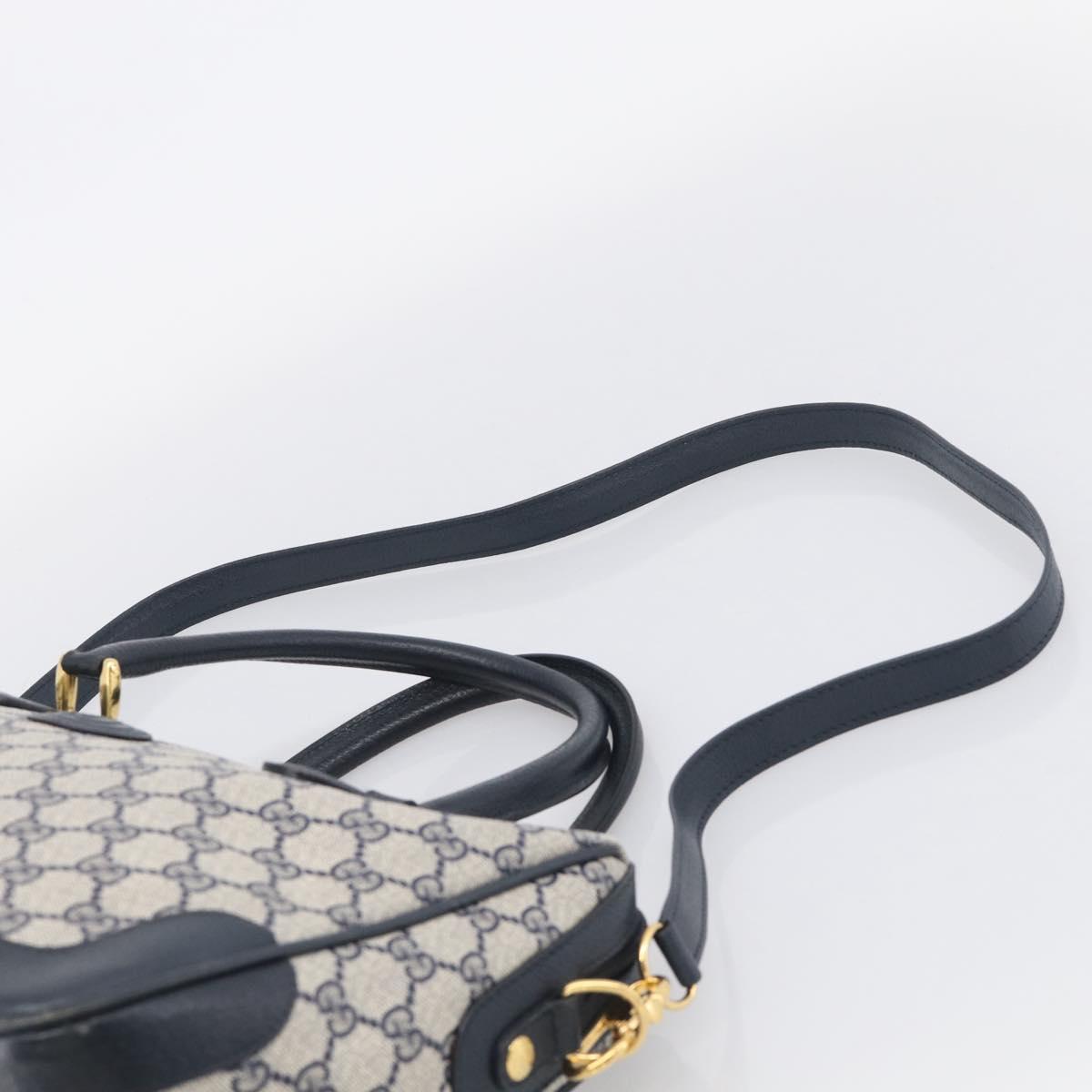 GUCCI Micro GG Supreme Hand Bag PVC 2way Navy Gold 002 122 0033 Auth mr3135