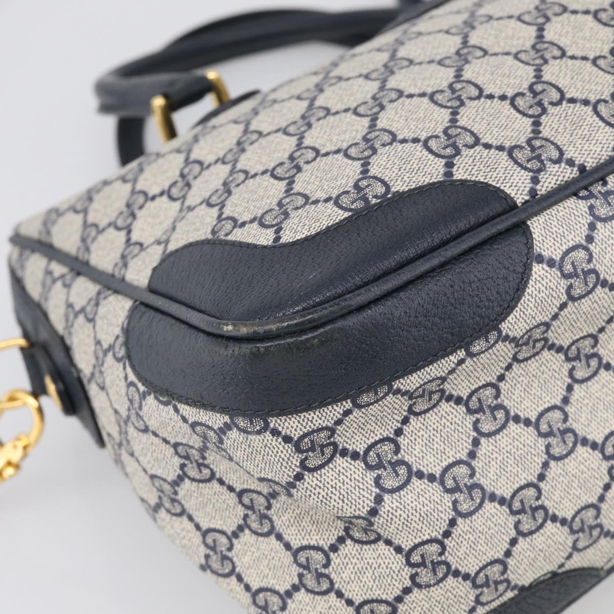 GUCCI Micro GG Supreme Hand Bag PVC 2way Navy Gold 002 122 0033 Auth mr3135