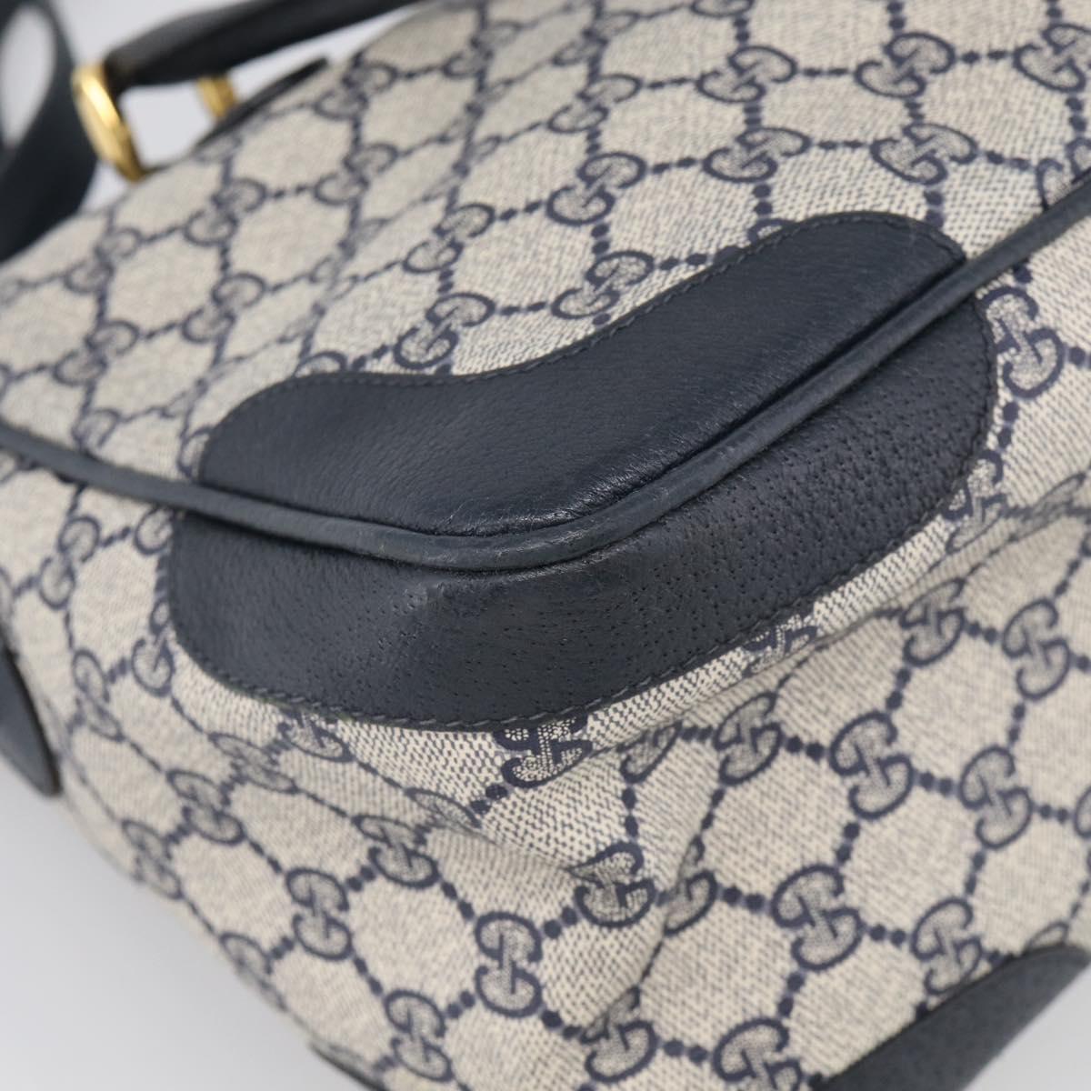 GUCCI Micro GG Supreme Hand Bag PVC 2way Navy Gold 002 122 0033 Auth mr3135