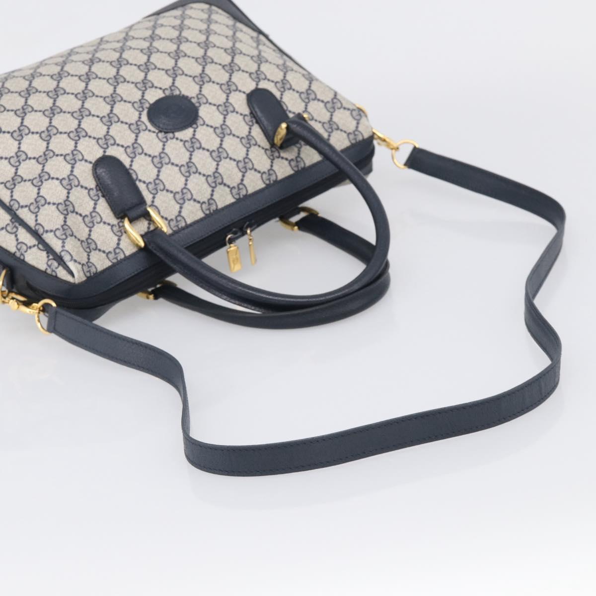 GUCCI Micro GG Supreme Hand Bag PVC 2way Navy Gold 002 122 0033 Auth mr3135
