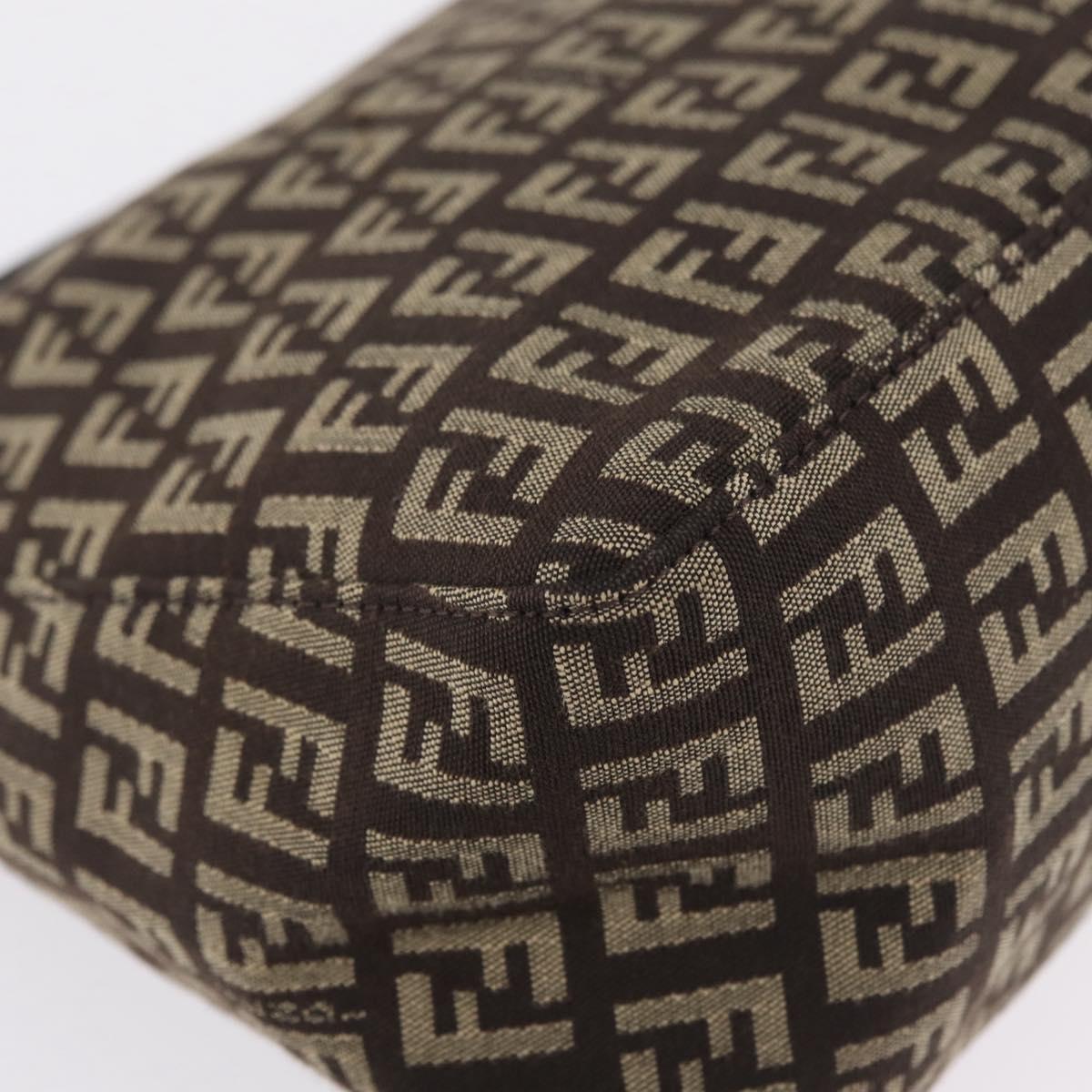 FENDI Zucchino Canvas Accessory Pouch Beige Silver Auth mr3136A