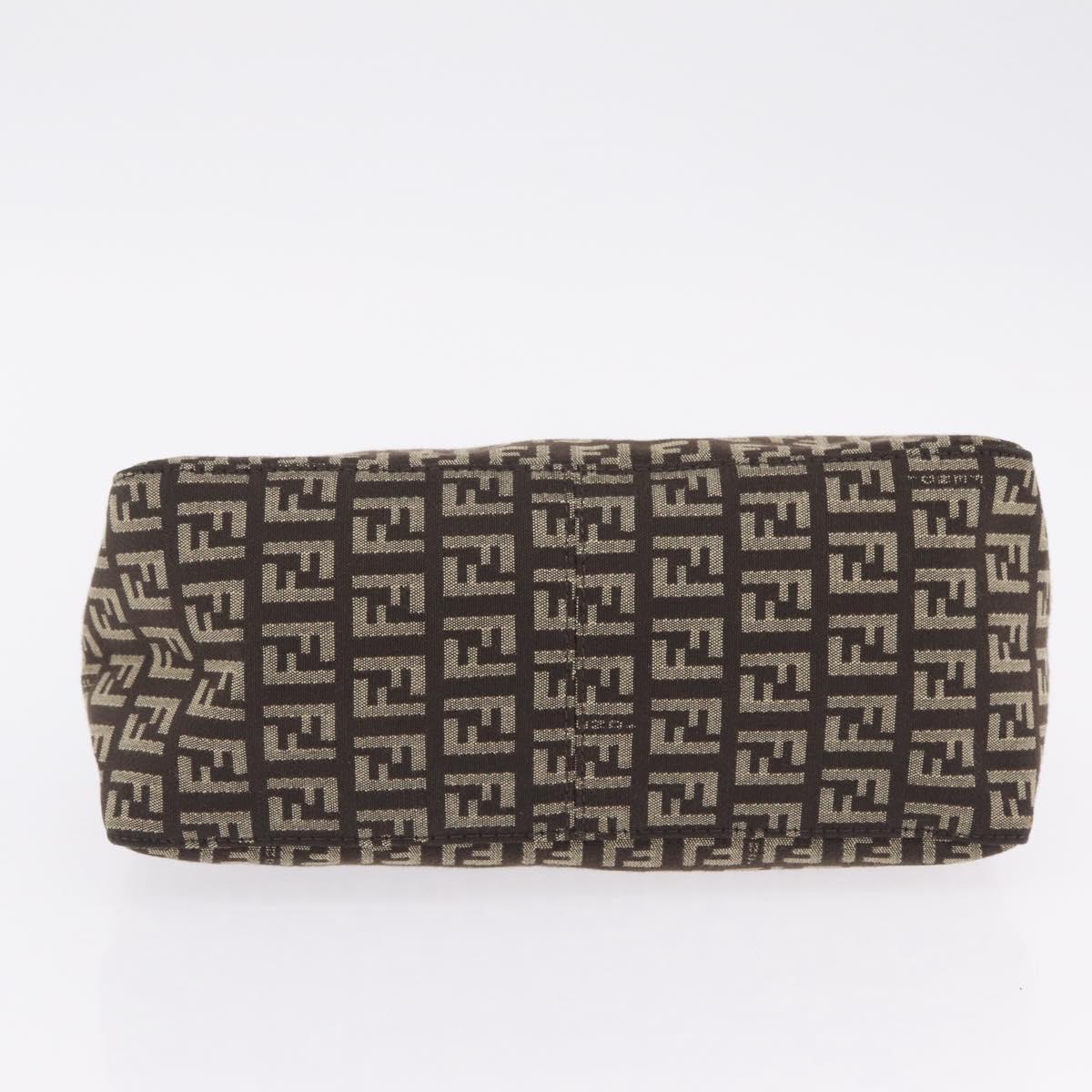 FENDI Zucchino Canvas Accessory Pouch Beige Silver Auth mr3136A