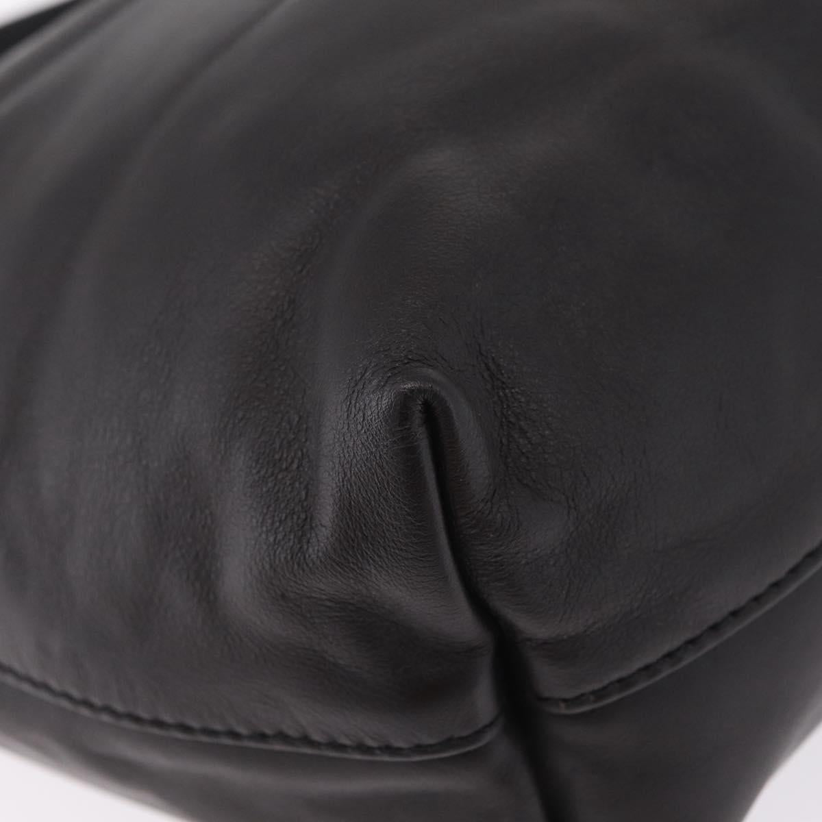 FENDI Shoulder Bag Leather Brown Silver Auth mr3138