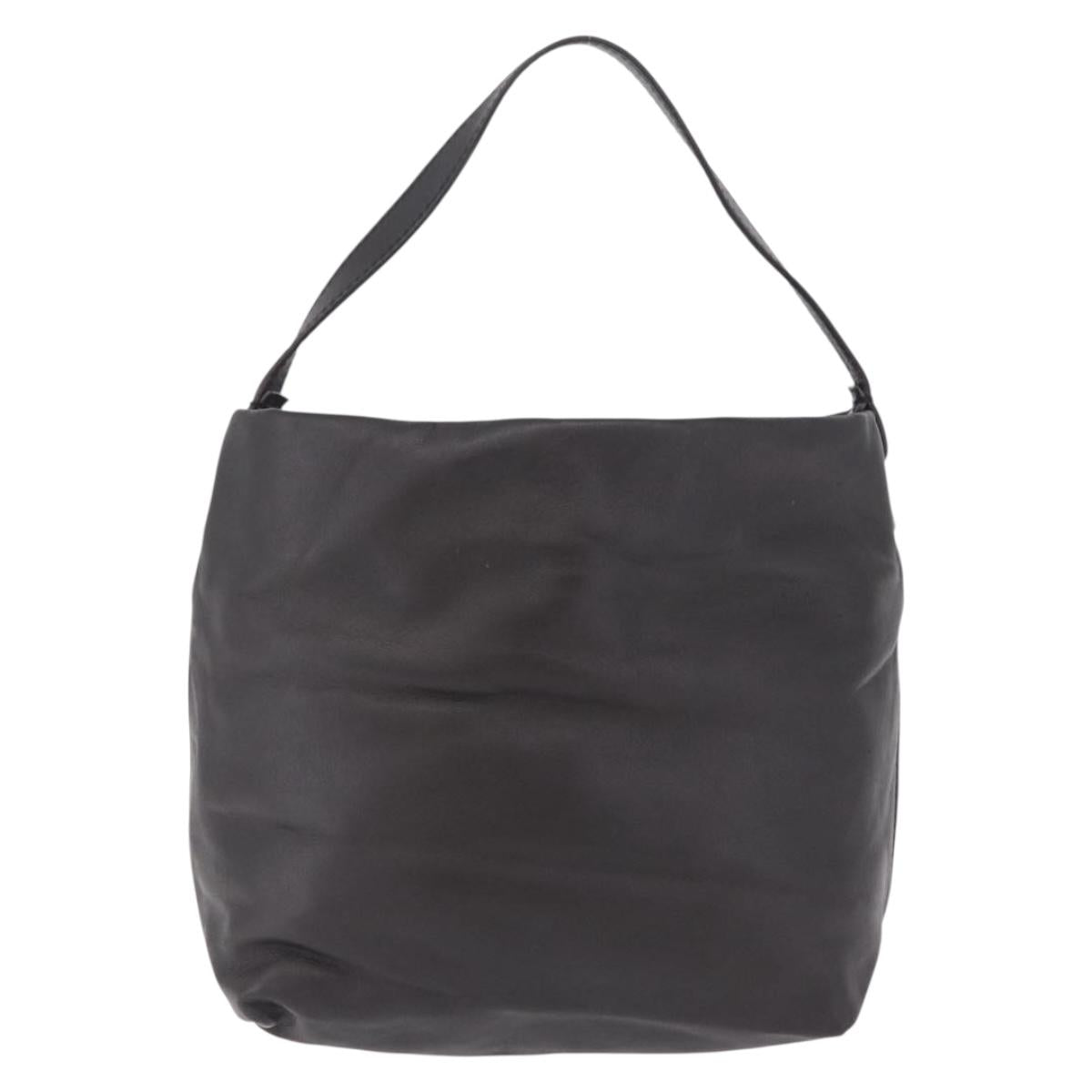 FENDI Shoulder Bag Leather Brown Silver Auth mr3138