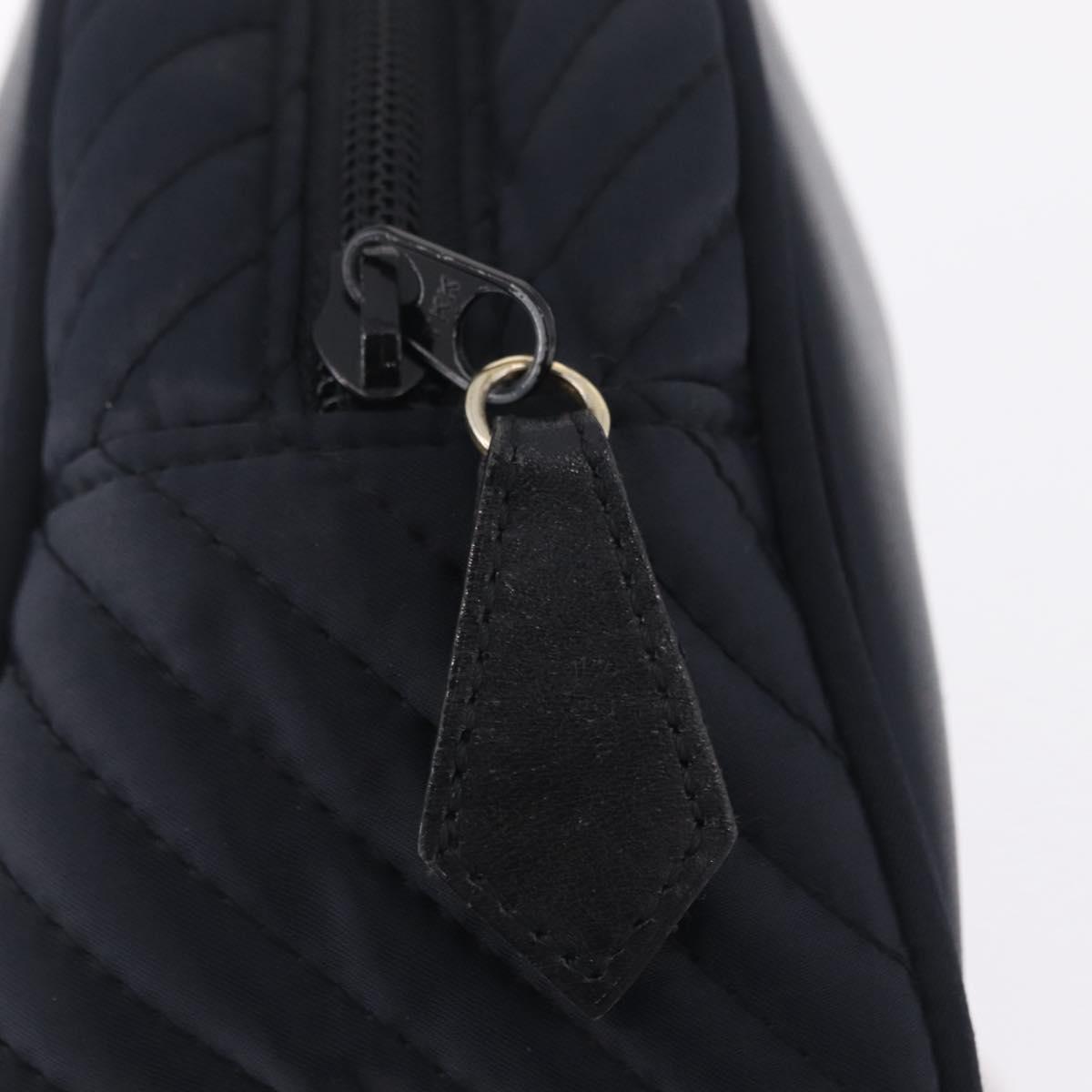 Saint Laurent Hand Bag Nylon Navy Silver Auth mr3139