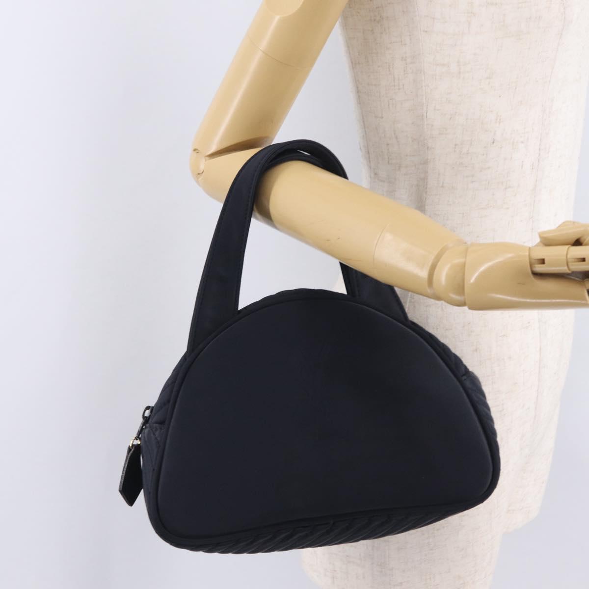 Saint Laurent Hand Bag Nylon Navy Silver Auth mr3139