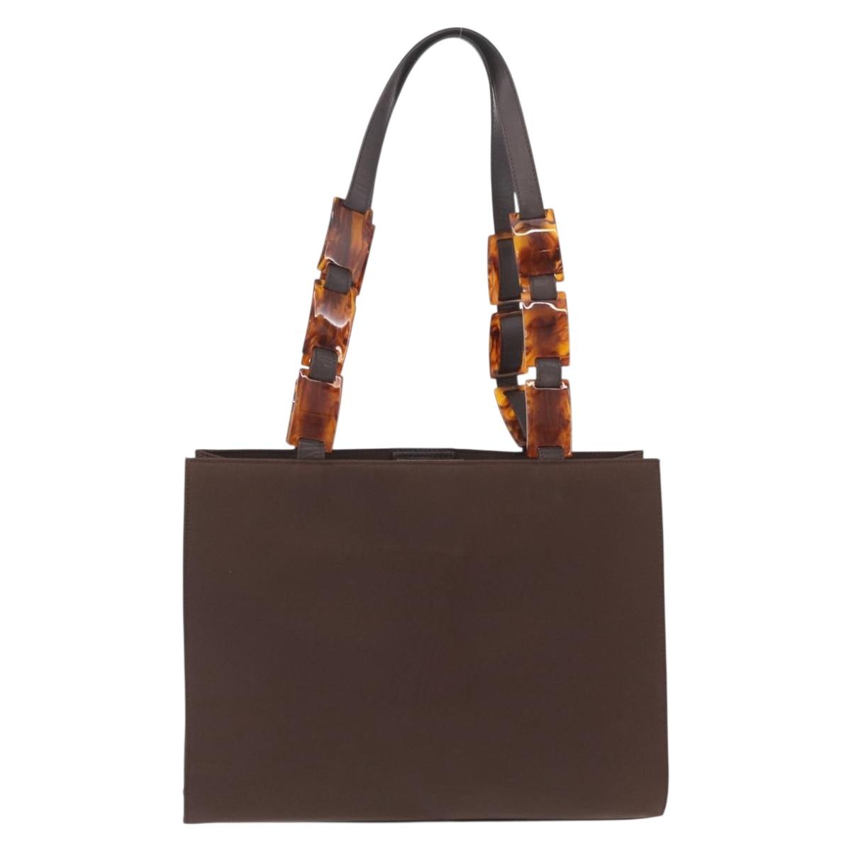 Saint Laurent Tote Bag Nylon Brown Auth mr3140