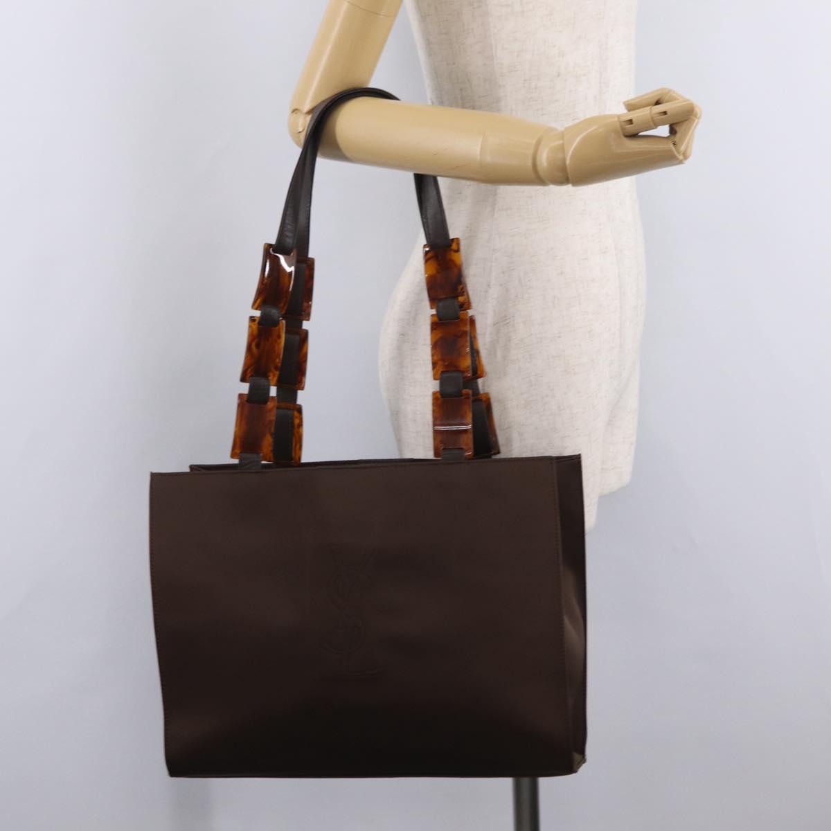 Saint Laurent Tote Bag Nylon Brown Auth mr3140