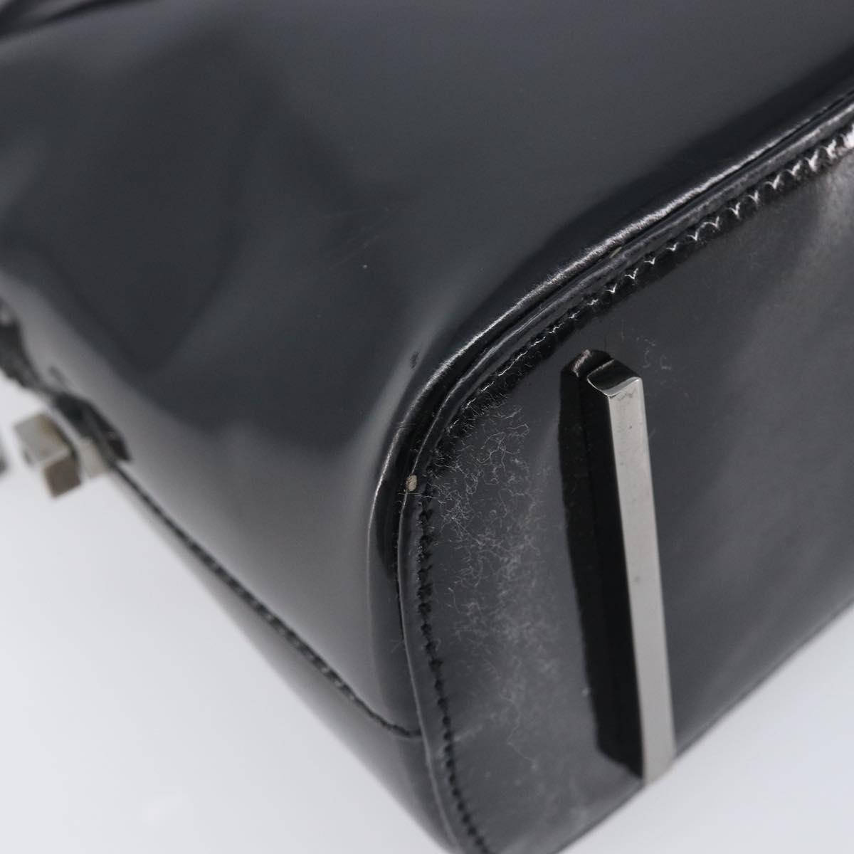 GUCCI Shoulder Bag Patent leather Silver Black 001 3261 Auth mr3142