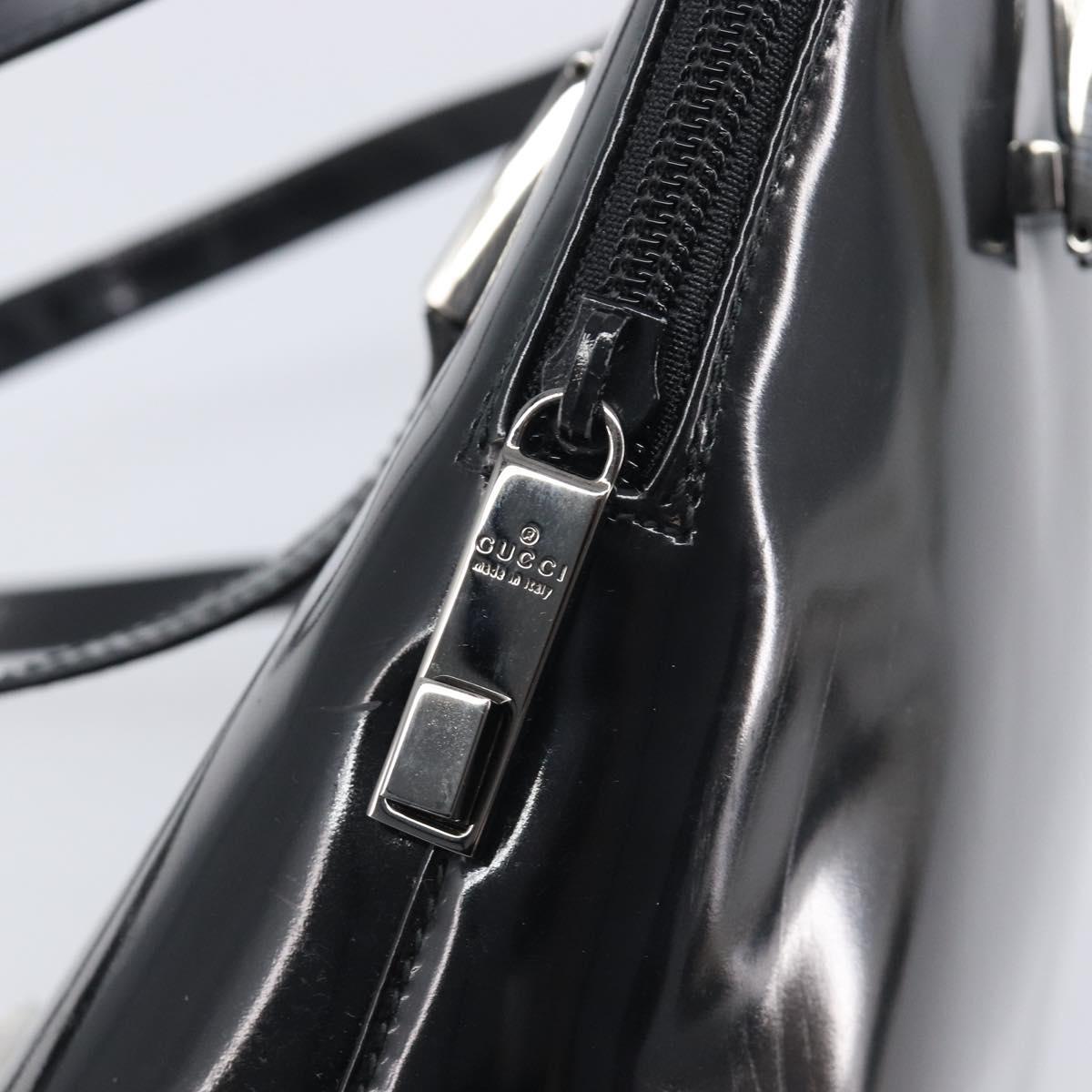 GUCCI Shoulder Bag Patent leather Silver Black 001 3261 Auth mr3142