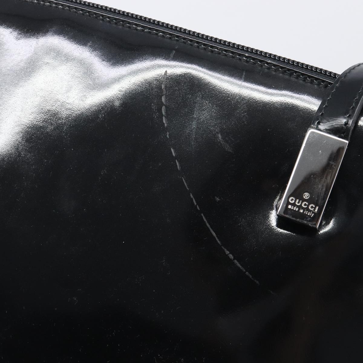 GUCCI Shoulder Bag Patent leather Silver Black 001 3261 Auth mr3142