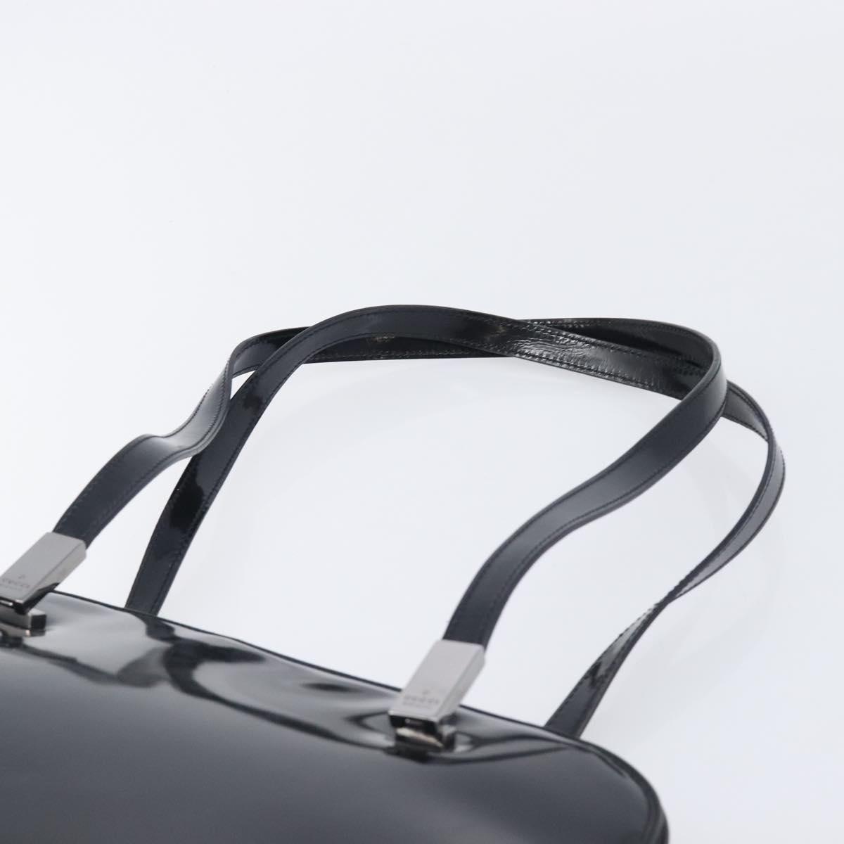 GUCCI Shoulder Bag Patent leather Silver Black 001 3261 Auth mr3142