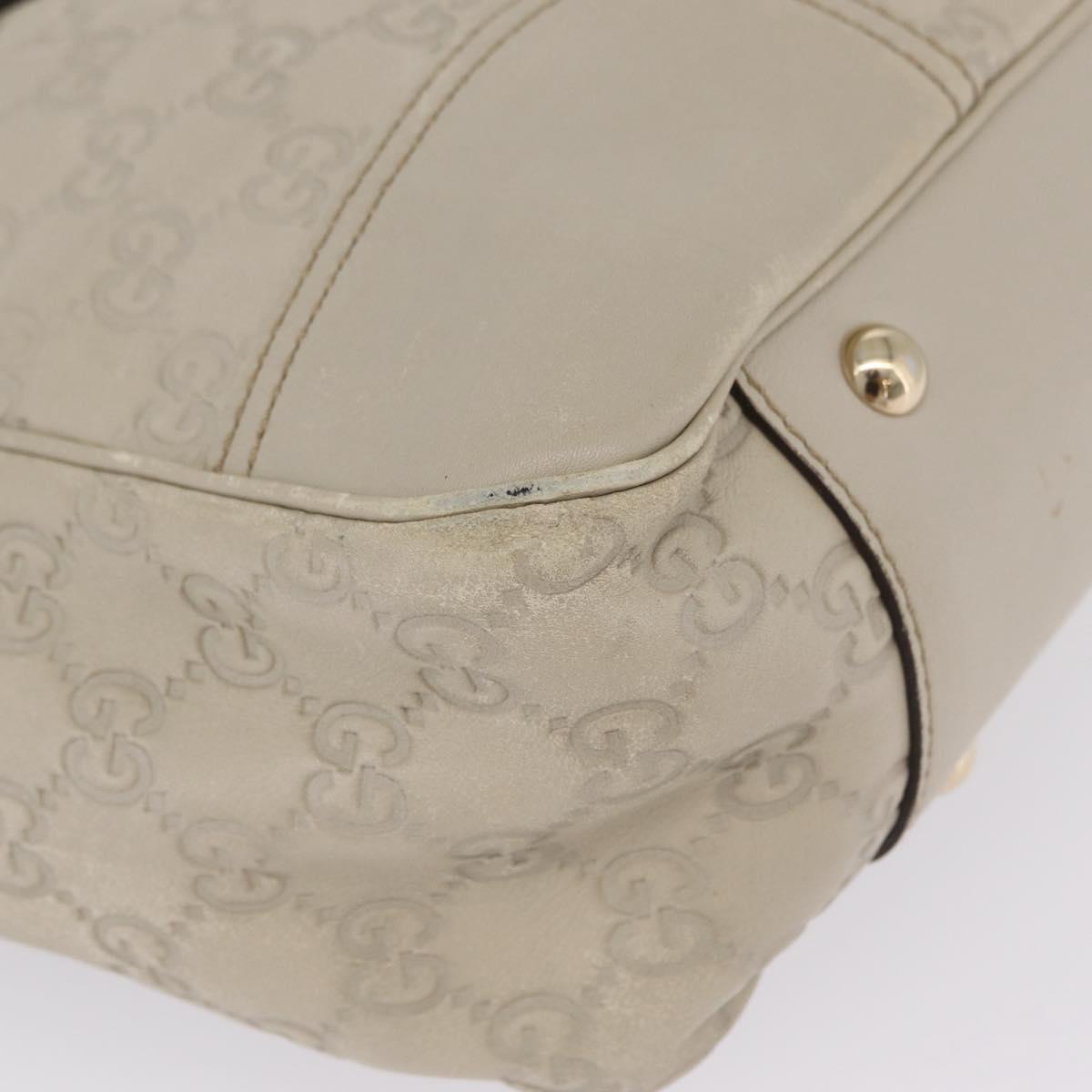 GUCCI GG Canvas Guccissima Tote Bag Leather White Gold 163805 Auth mr3143