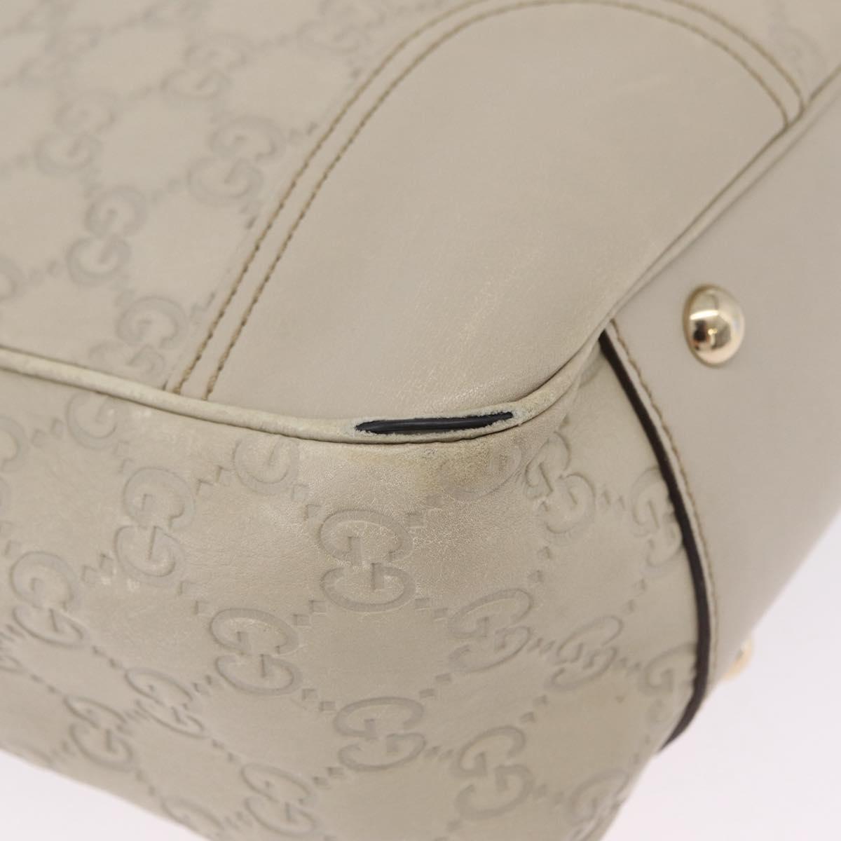 GUCCI GG Canvas Guccissima Tote Bag Leather White Gold 163805 Auth mr3143
