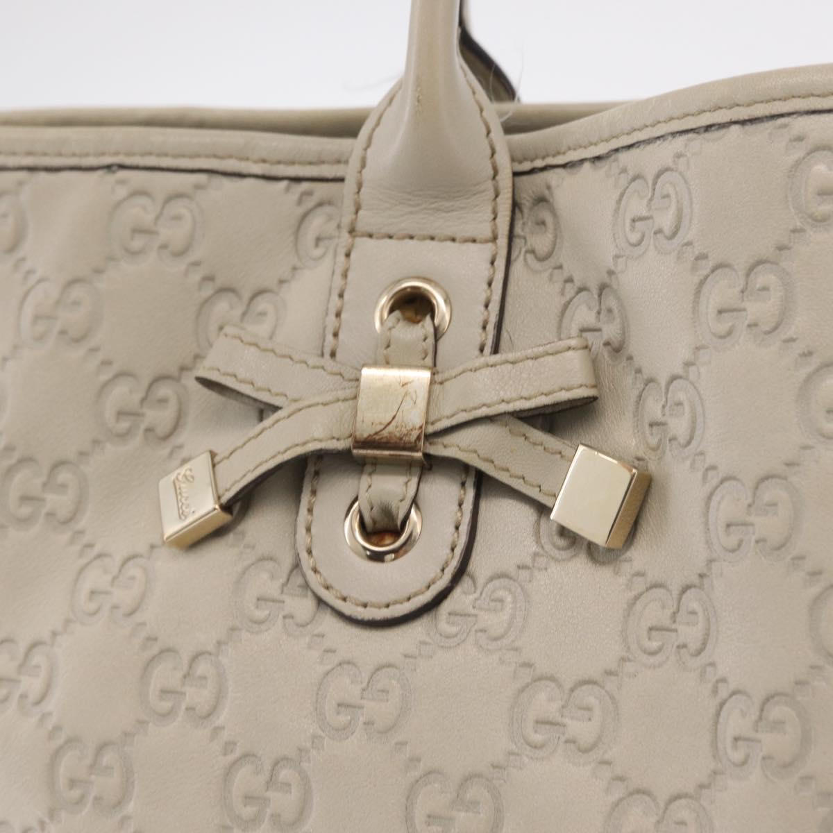 GUCCI GG Canvas Guccissima Tote Bag Leather White Gold 163805 Auth mr3143