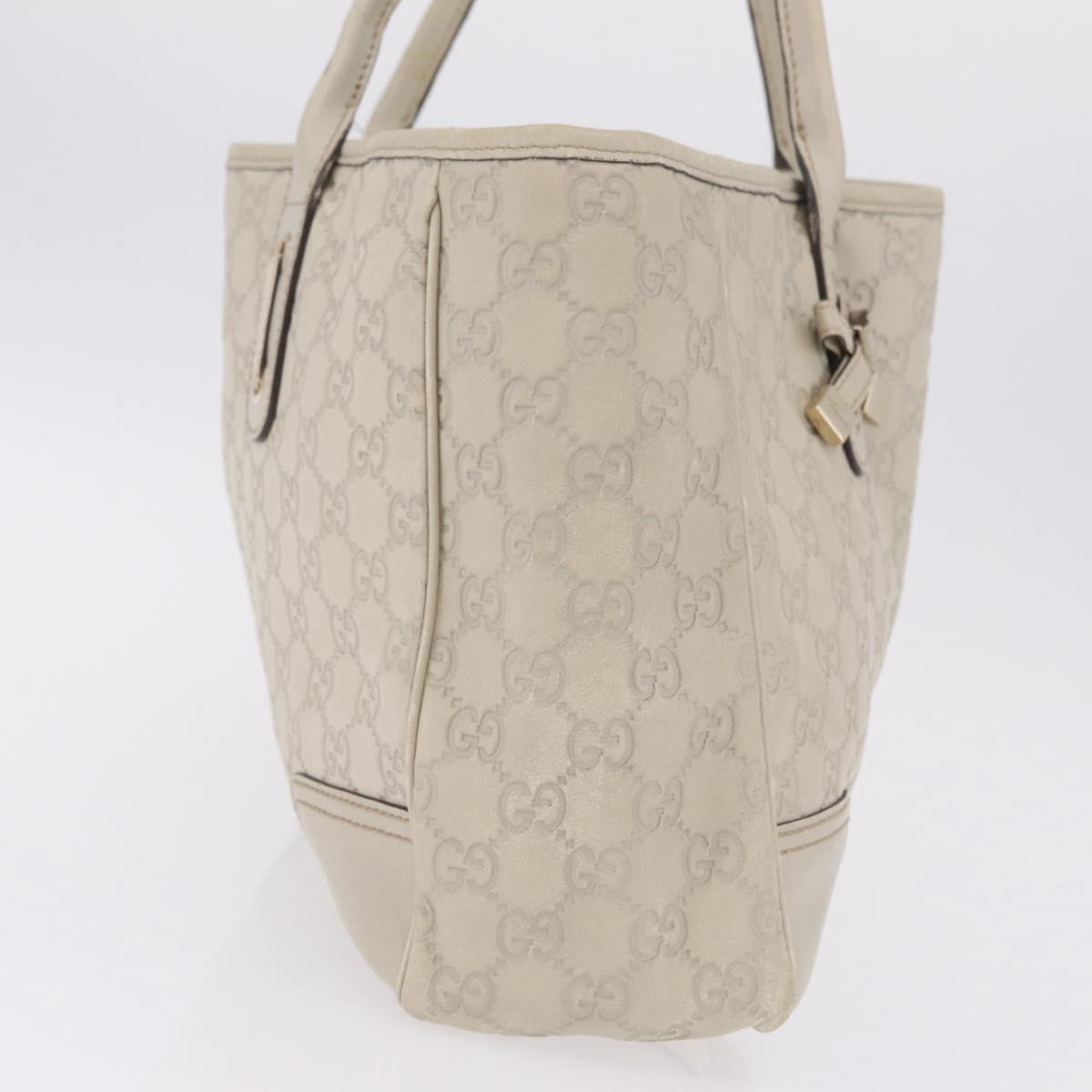 GUCCI GG Canvas Guccissima Tote Bag Leather White Gold 163805 Auth mr3143