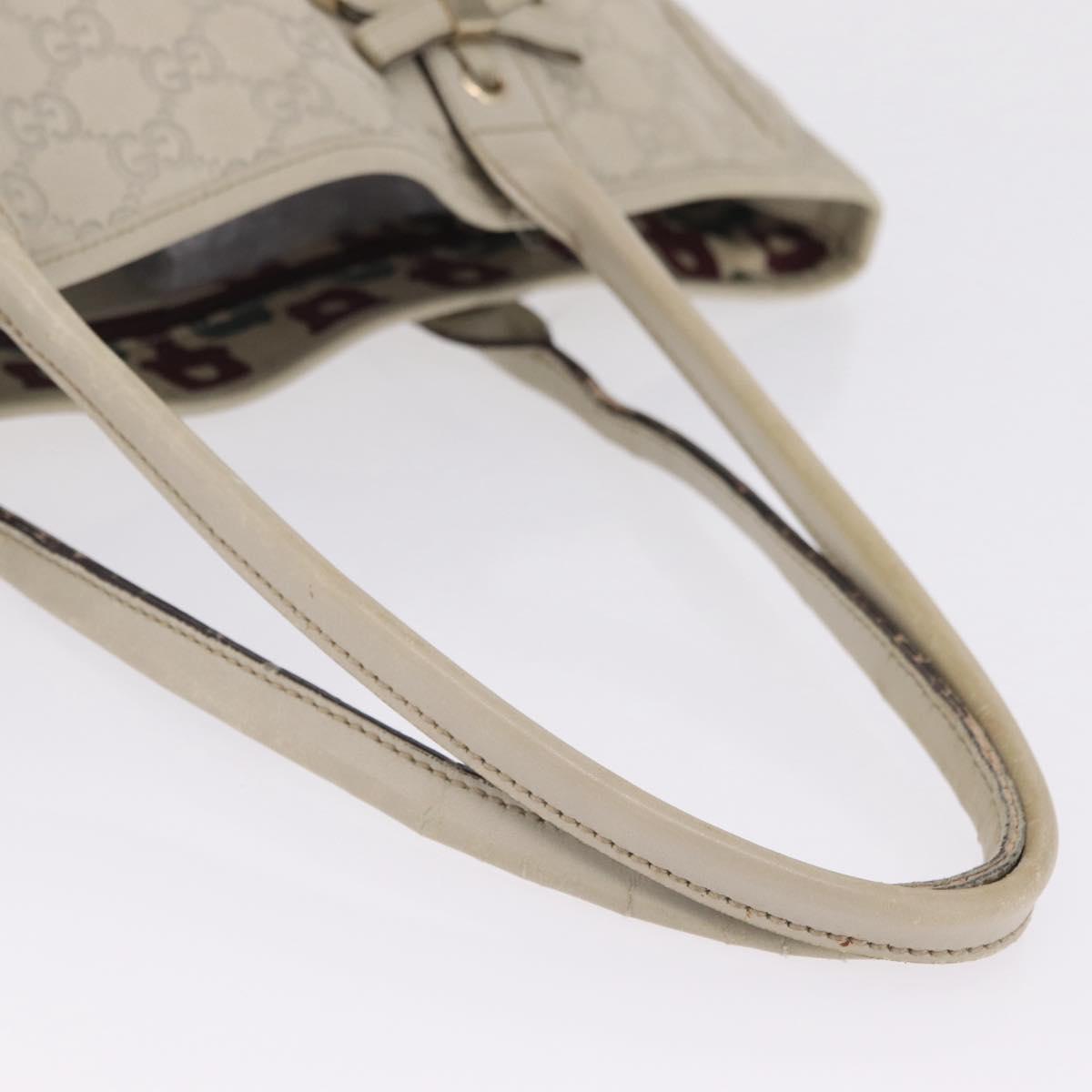 GUCCI GG Canvas Guccissima Tote Bag Leather White Gold 163805 Auth mr3143