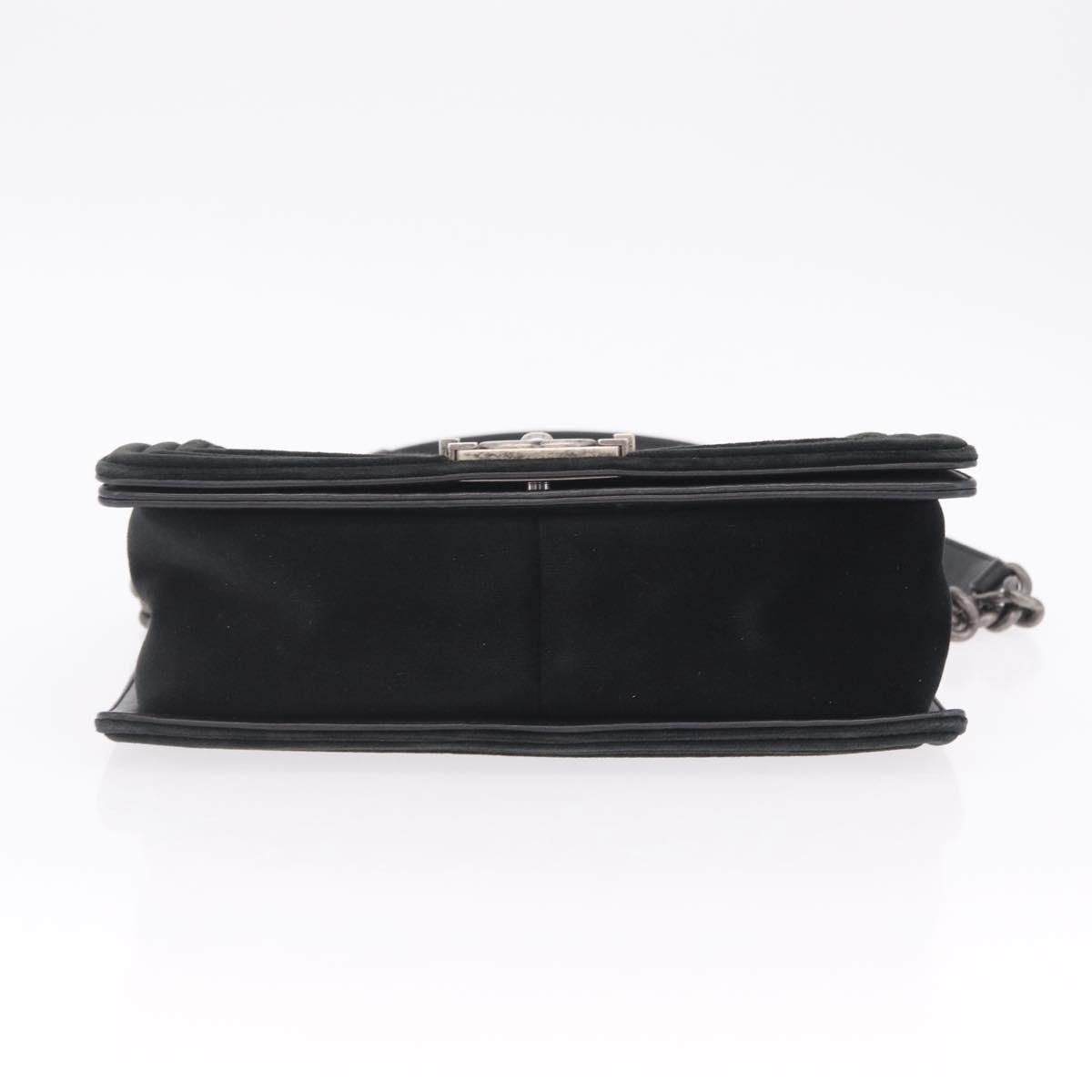 CHANEL Matelasse Boy Chanel Chain Bag Velor Black Silver CC Auth mr3146V