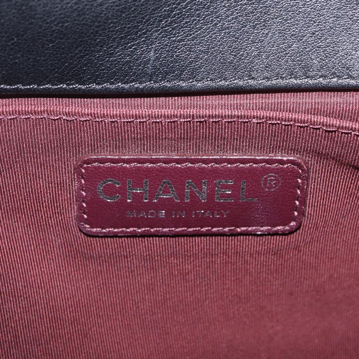 CHANEL Matelasse Boy Chanel Chain Bag Velor Black Silver CC Auth mr3146V