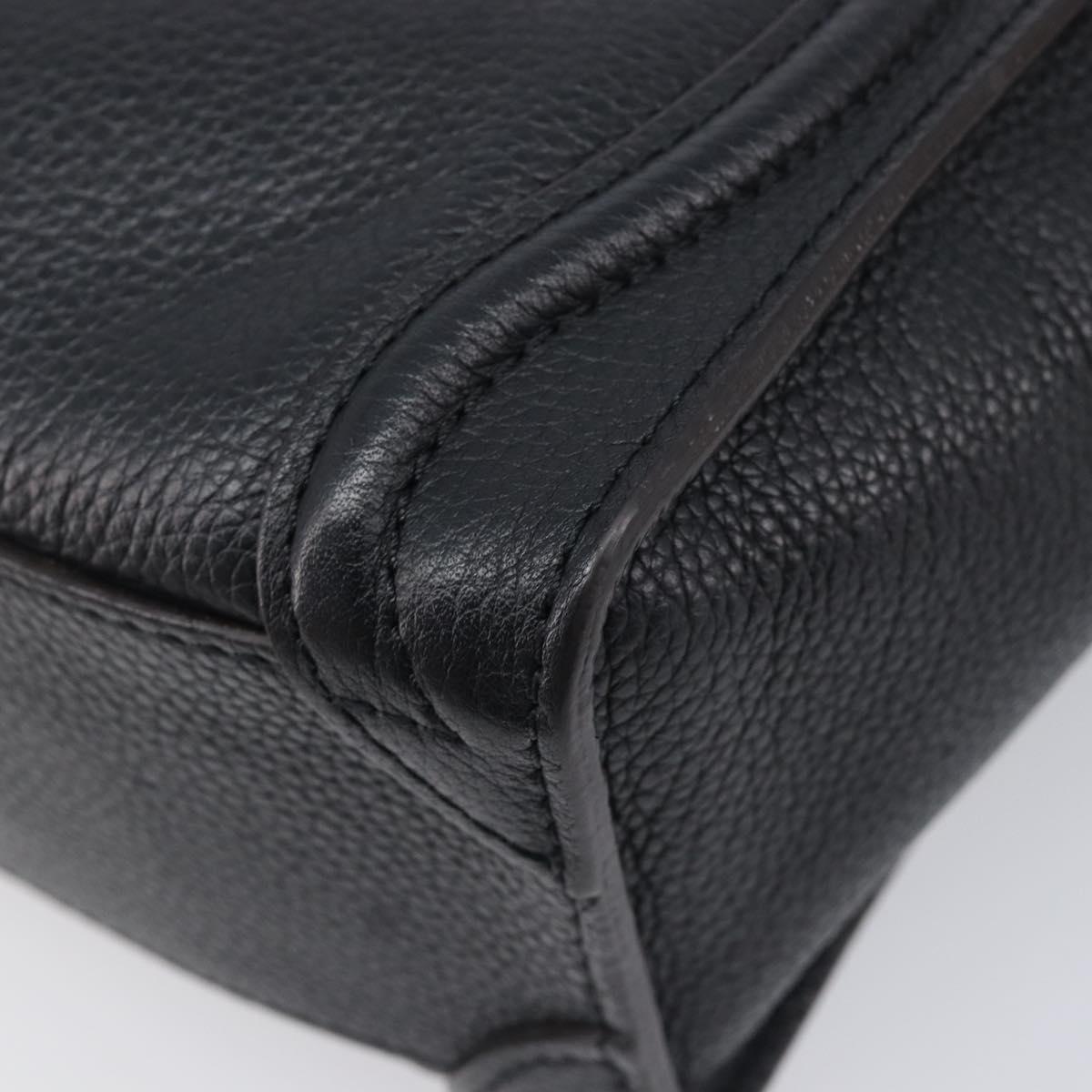 CELINE Luggage Nano Shopper Hand Bag Leather 2way Black Silver Auth mr3149V